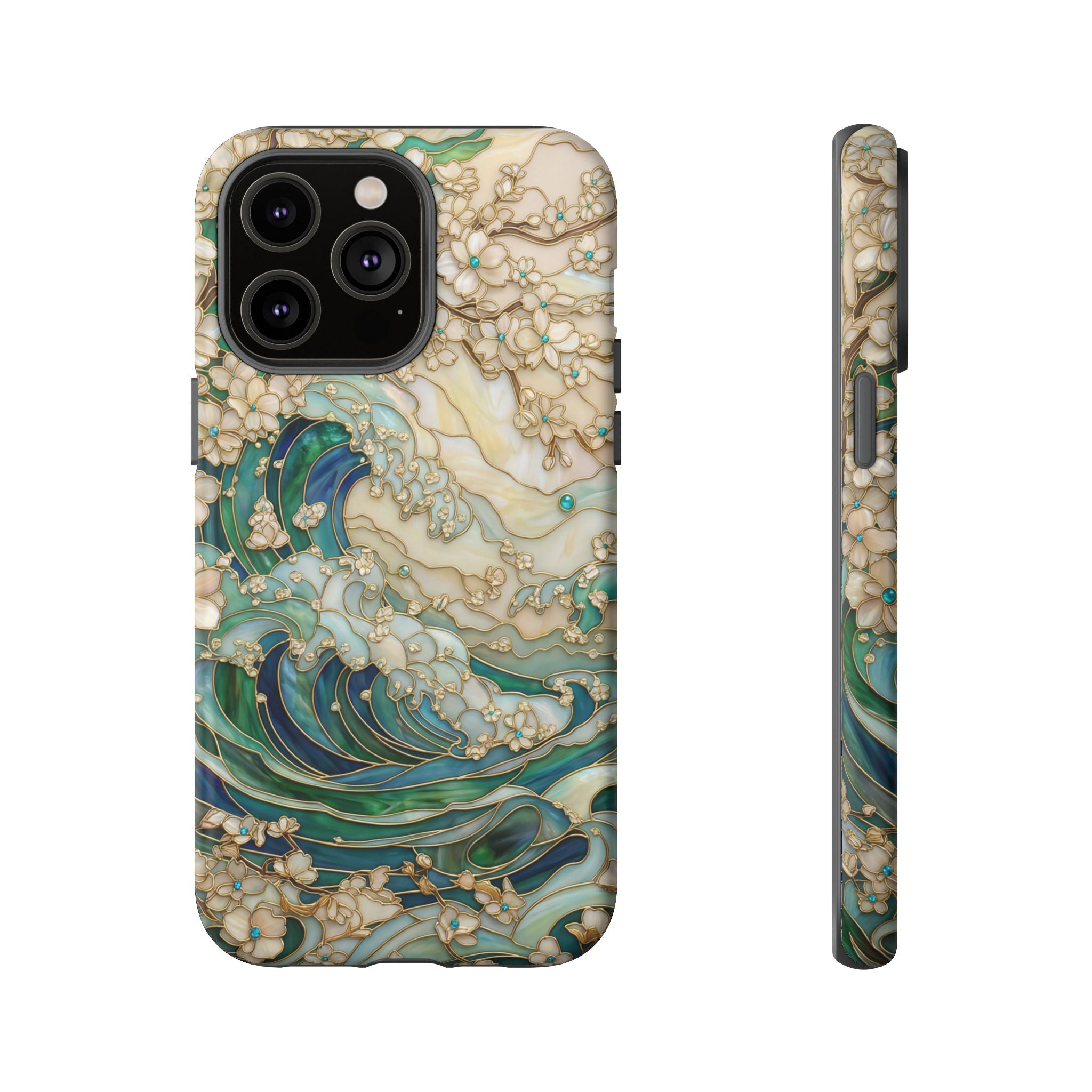 Elegant Ocean Wave Floral Art iPhone Case