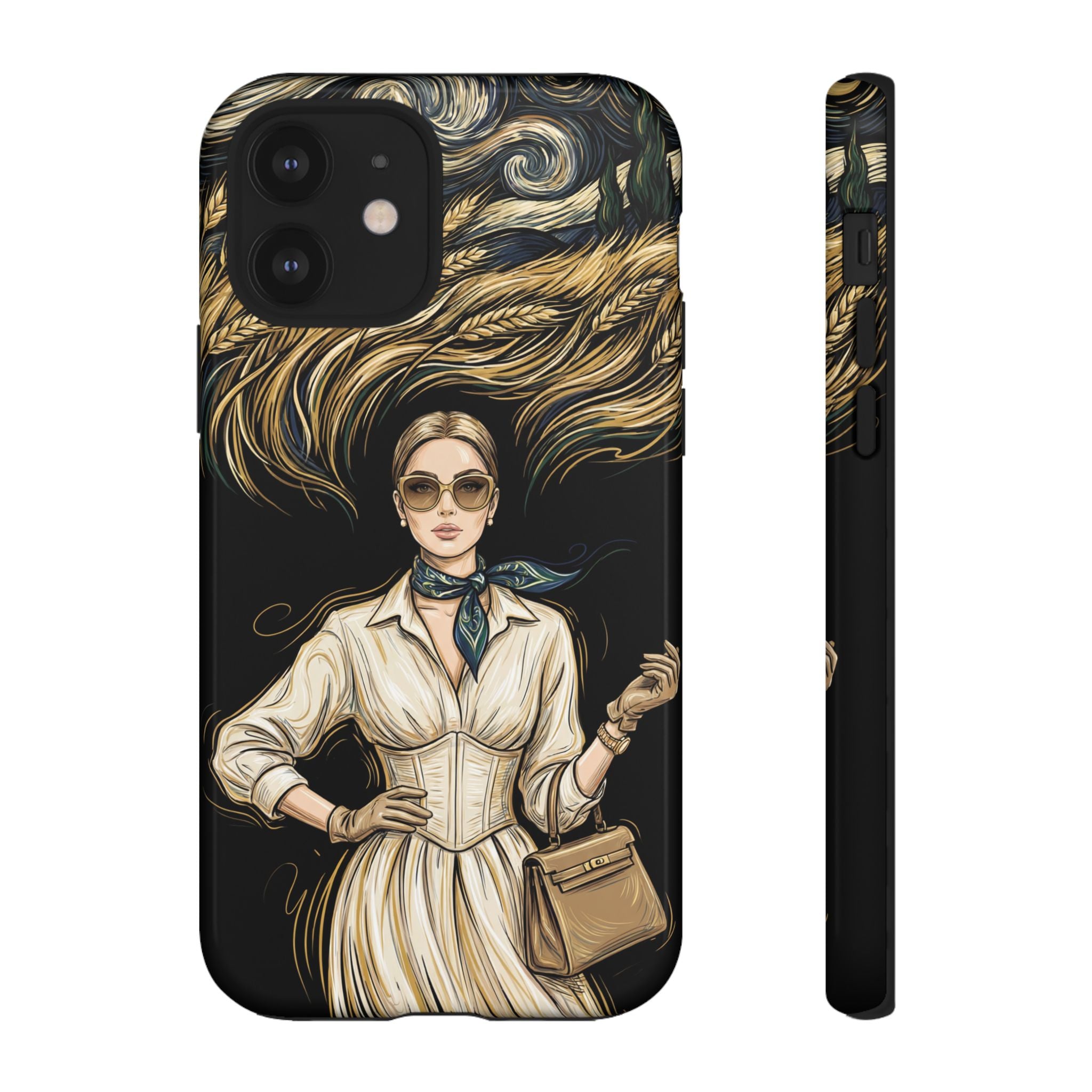 Vintage Elegance iPhone Case | Retro Woman with Flowing Golden Hair