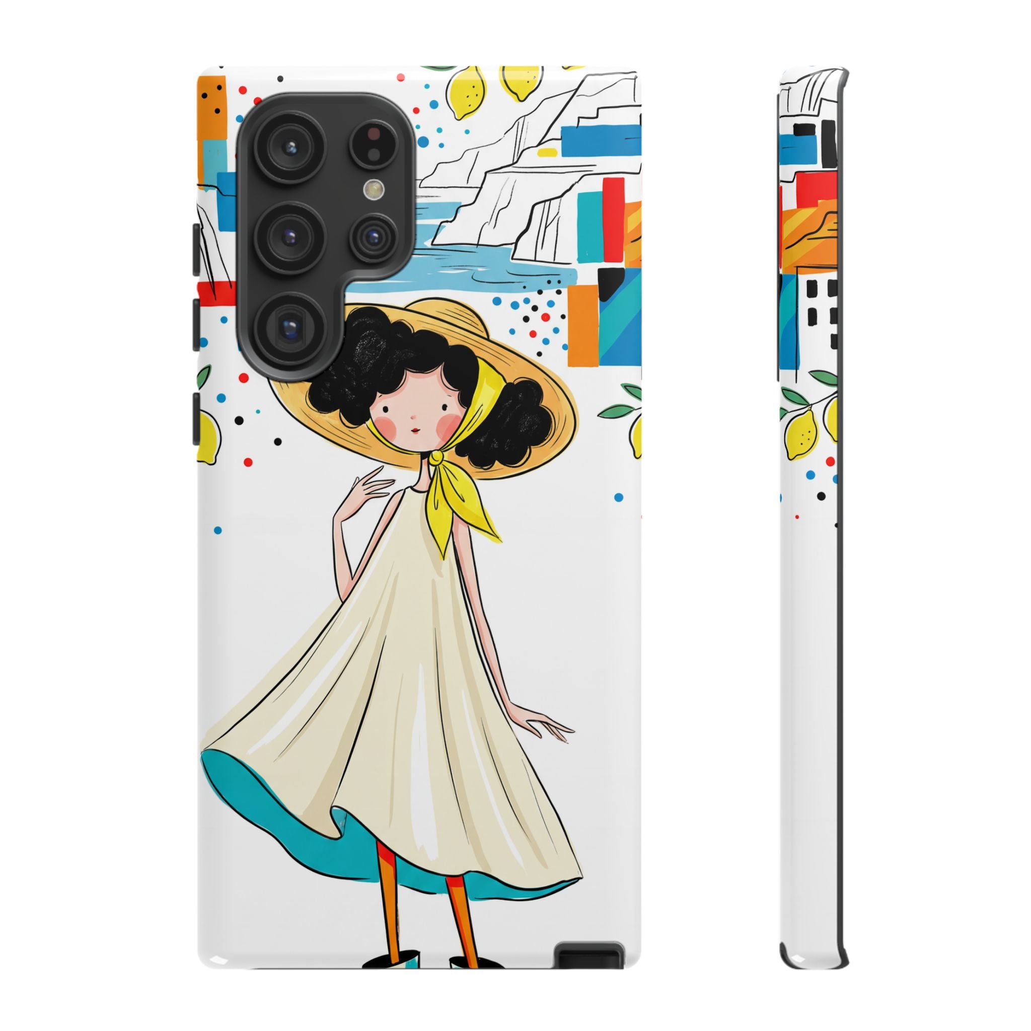 Cute Summer Girl Samsung Galaxy Phone Case | Whimsical Coastal Illustration Protective Case