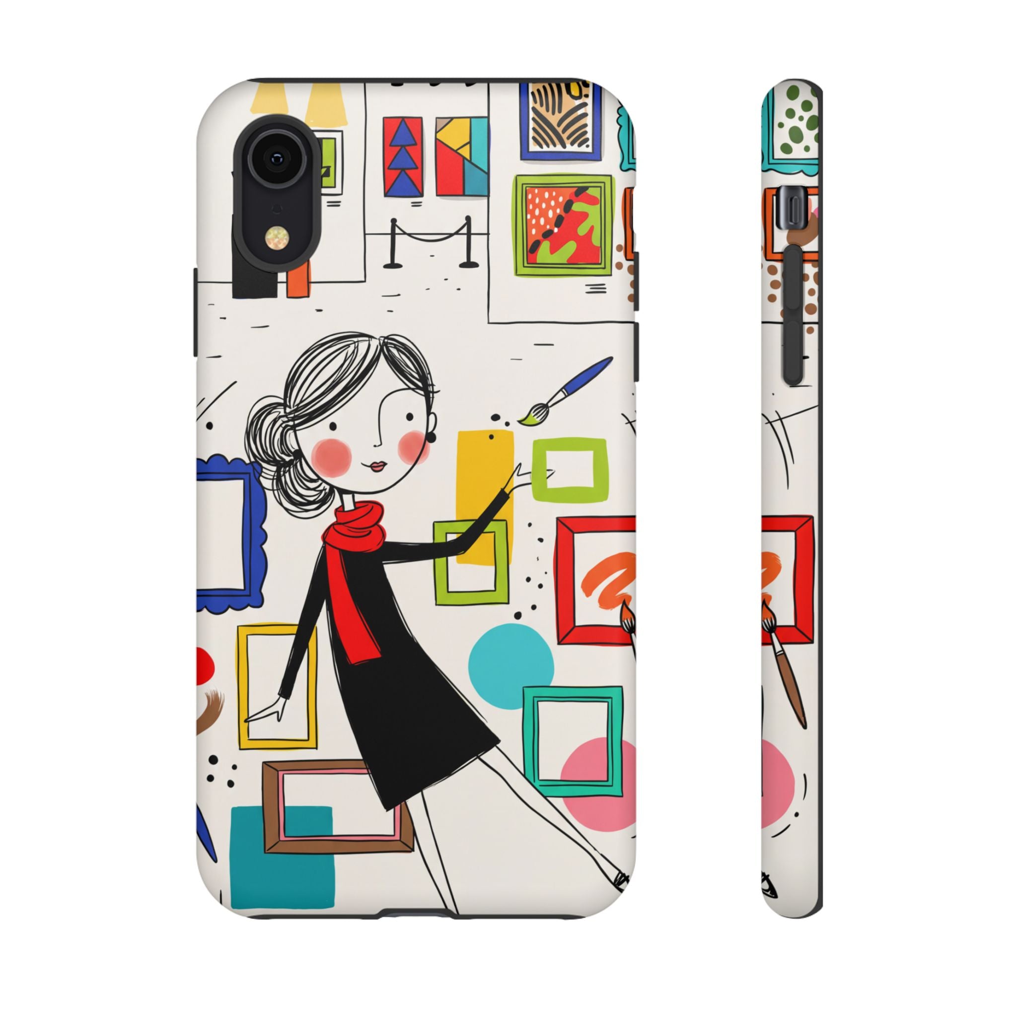 Art Gallery Illustration iPhone Case | Cute Woman with Frames Design