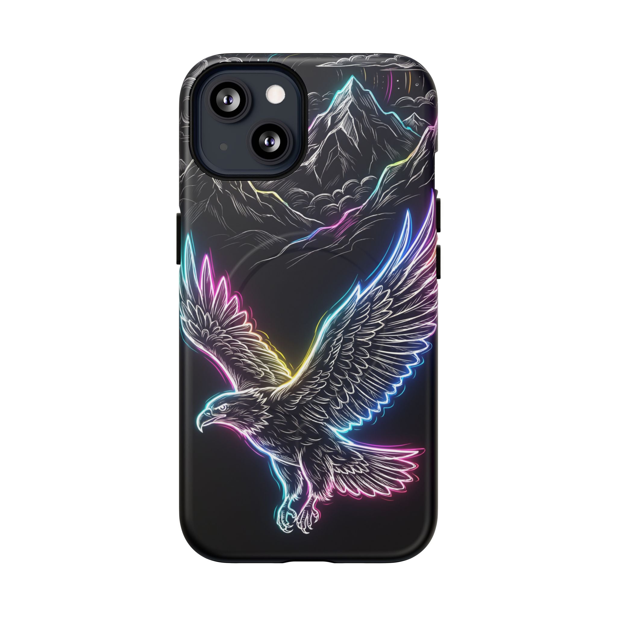 Neon Eagle MagSafe iPhone Case with Mountain Design