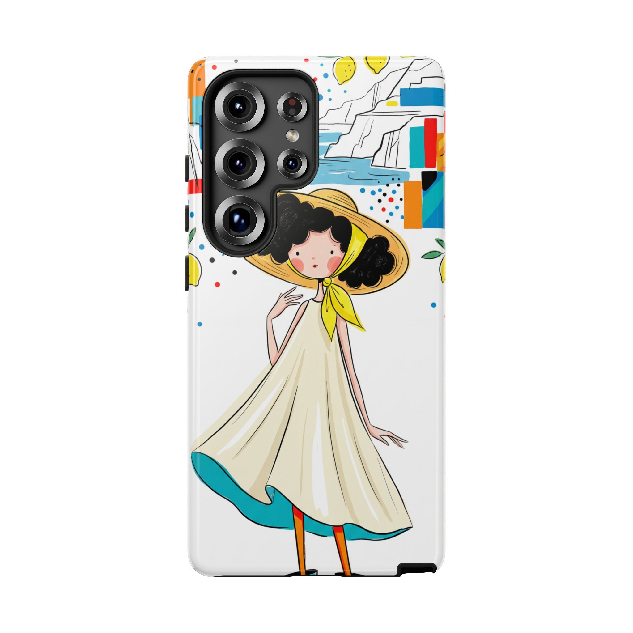 Cute Summer Girl Samsung Galaxy Phone Case | Whimsical Coastal Illustration Protective Case