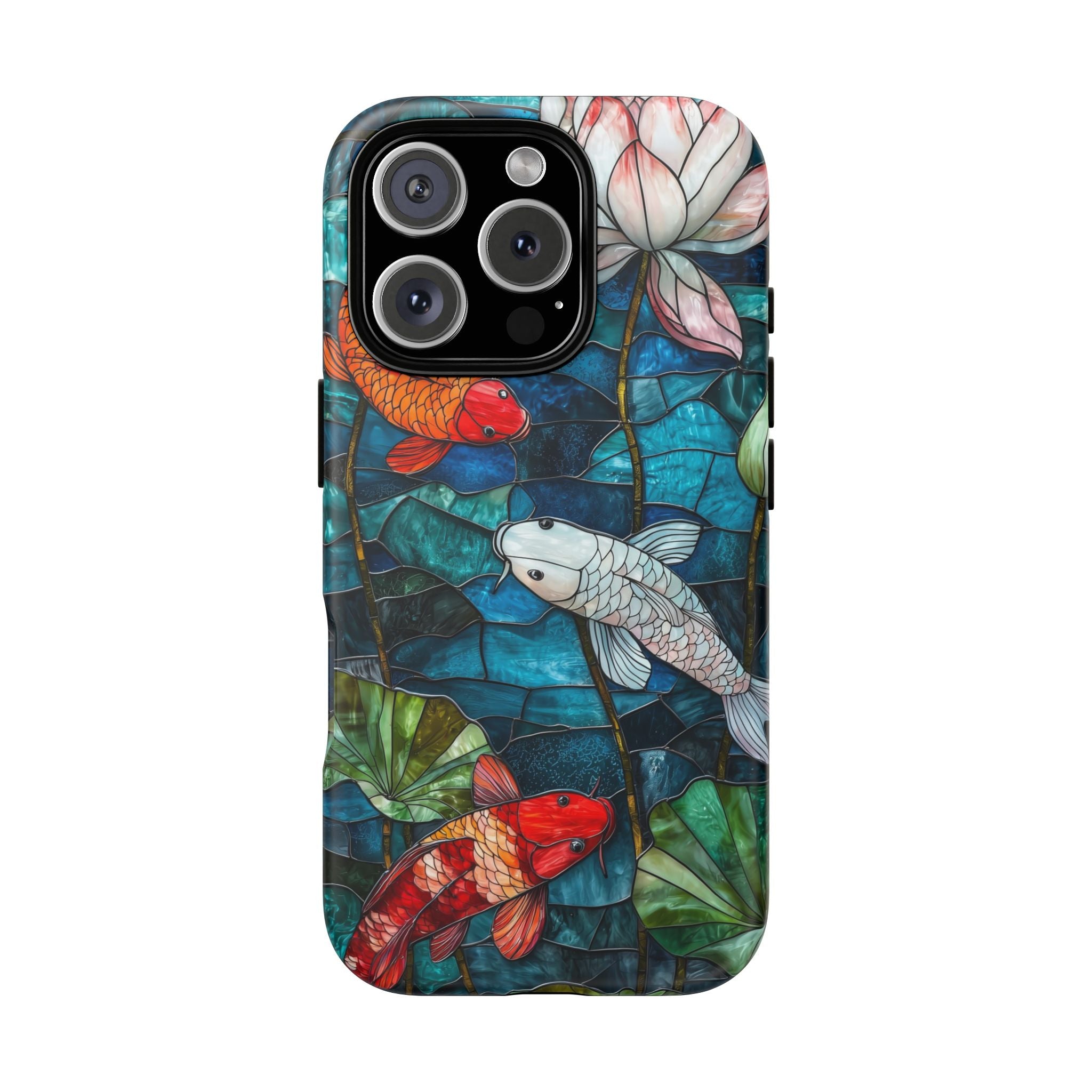 Koi Pond Tough iPhone Case — Stained Glass Lotus & Koi Design