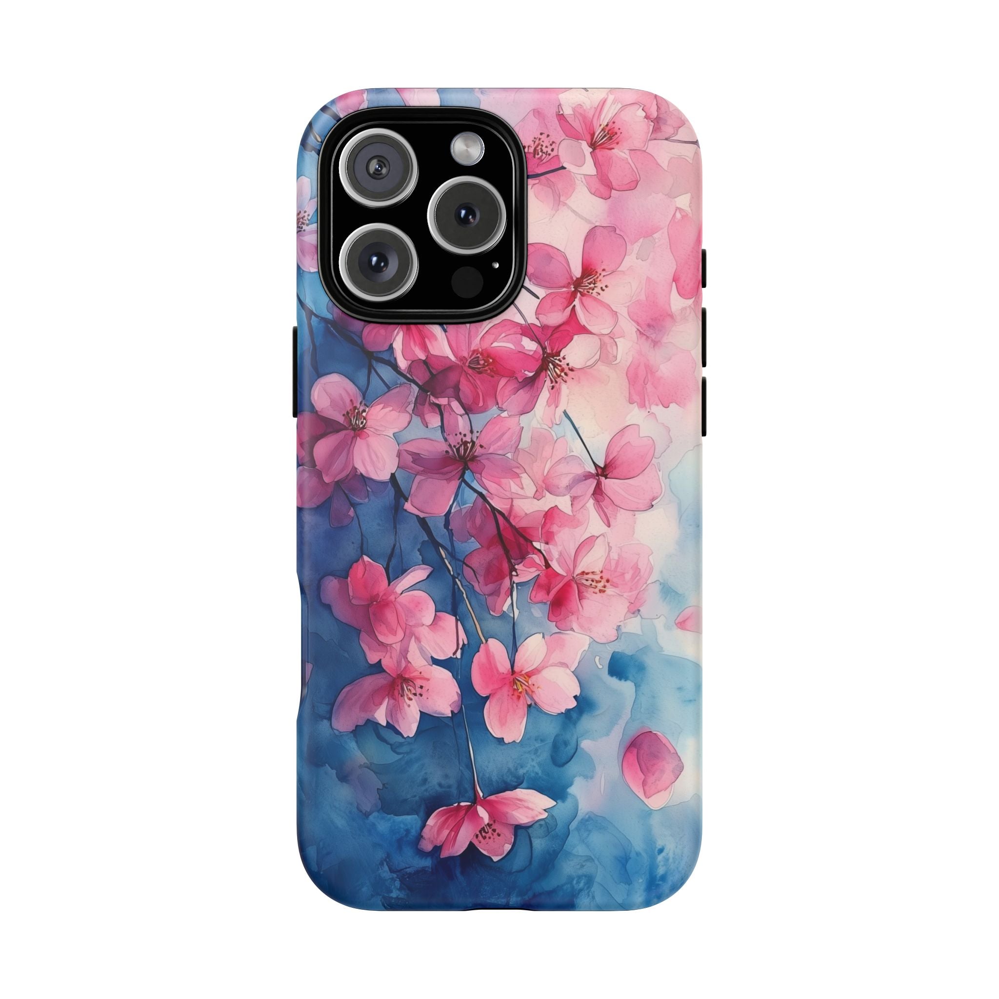 Floral Cherry Blossom iPhone Case | Pink Blue Watercolour