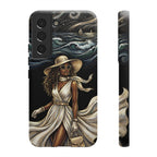 Samsung Galaxy Phone Case | Elegant Black Woman in Flowing Dress by the Sea
