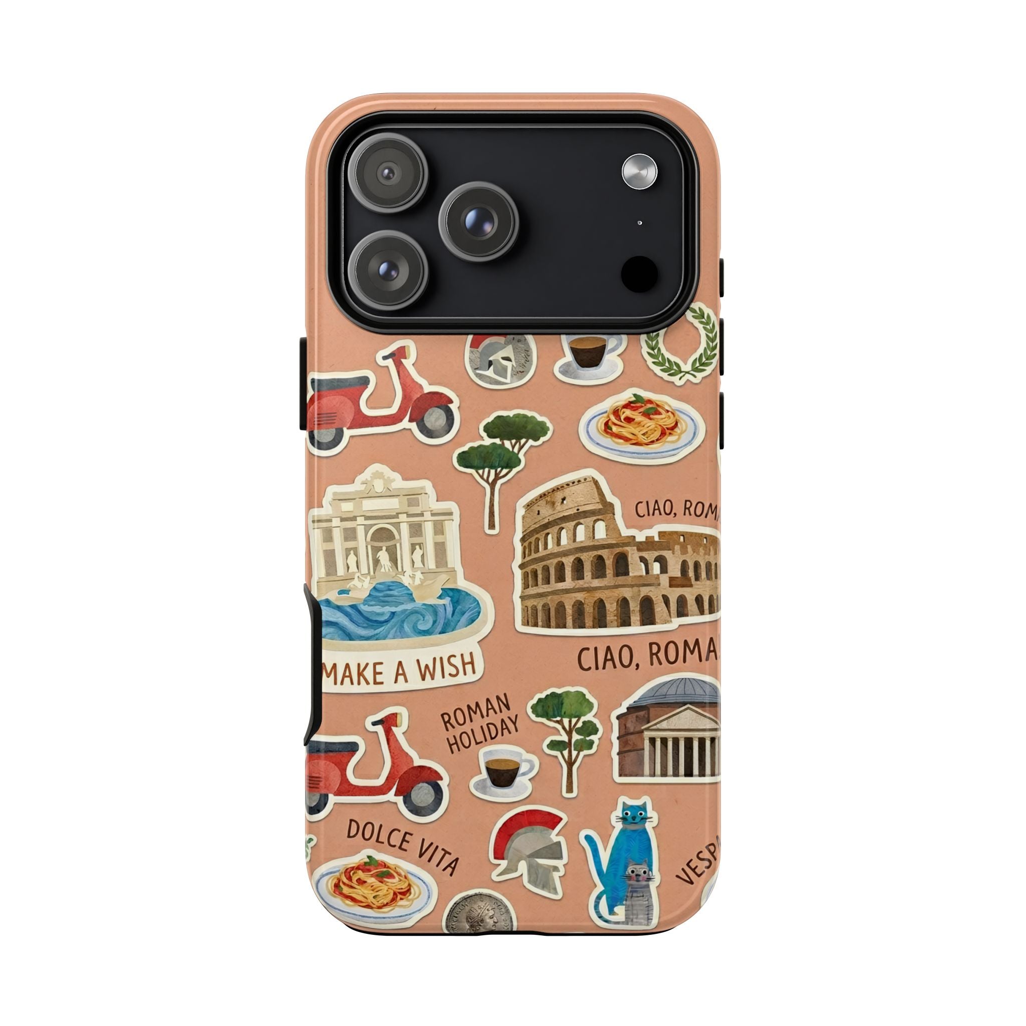 Rome Italy Travel Tough iPhone Case | Terracotta Scrapbook Sticker Cover
