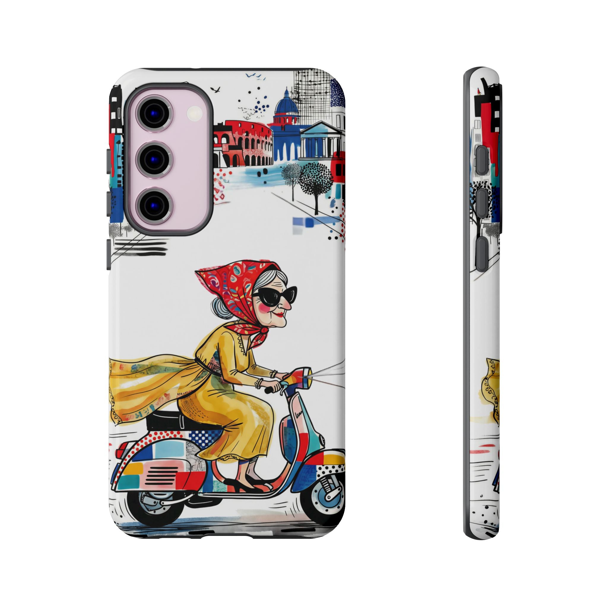 Vintage Vespa Granny Samsung Galaxy Phone Case | Retro Scooter Travel iPhone Cover