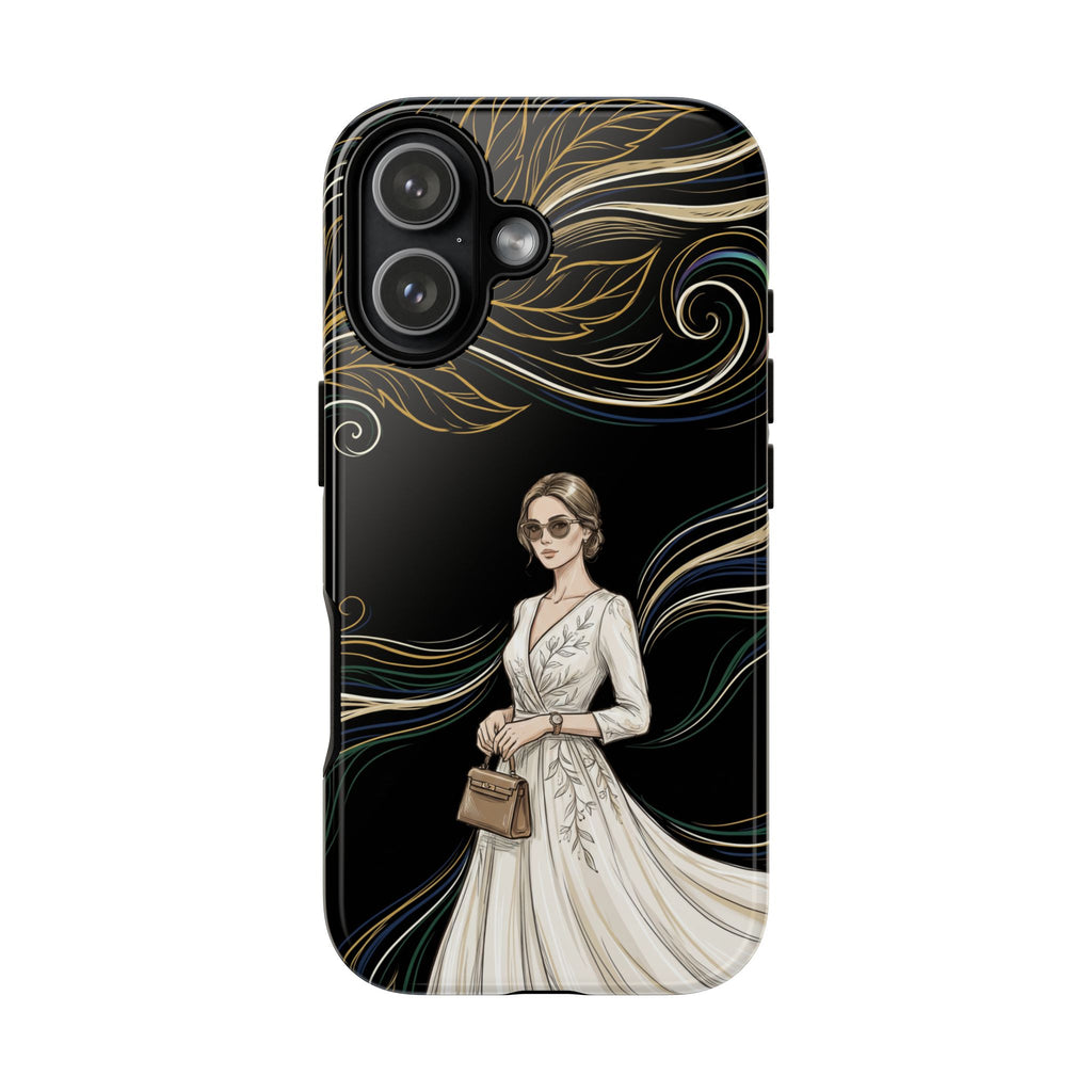 Cover per iPhone con illustrazione di donna elegante | Sposa vintage in abito fluente