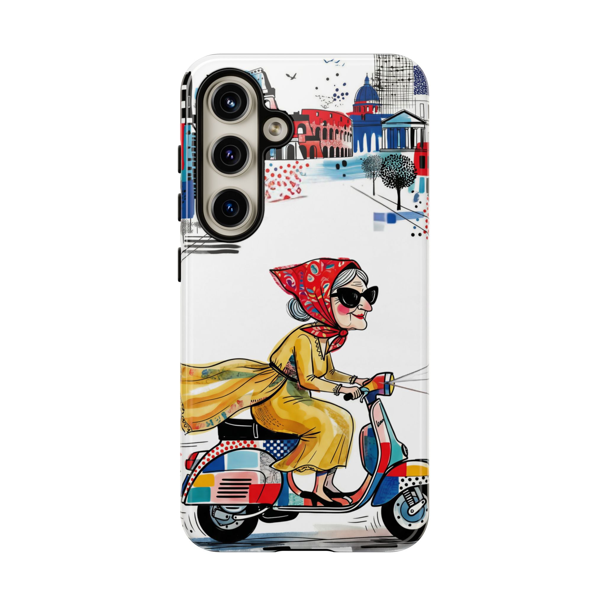 Vintage Vespa Granny Samsung Galaxy Phone Case | Retro Scooter Travel iPhone Cover