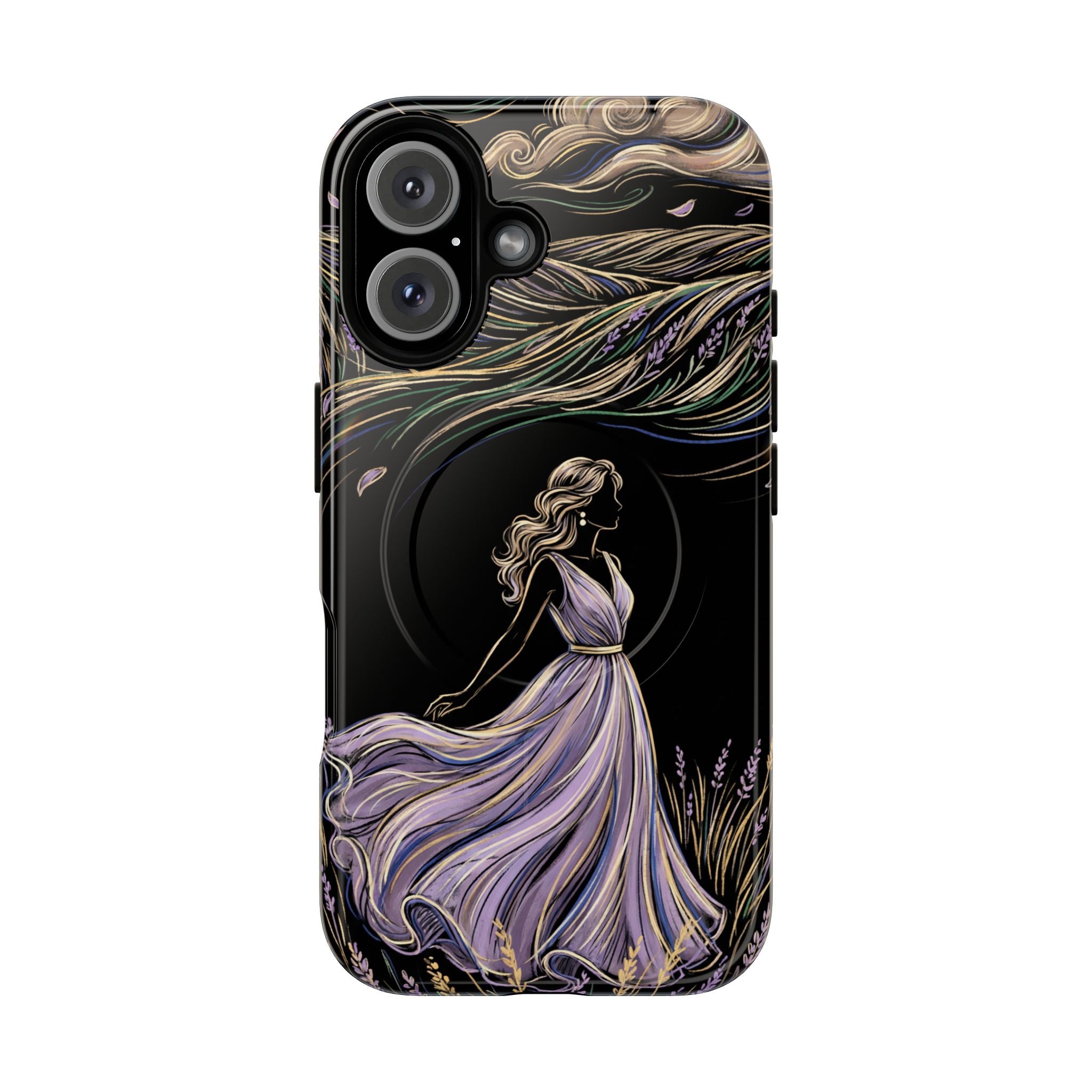 Lavender Breeze MagSafe iPhone Case | Elegant Dancing Woman Floral Protection