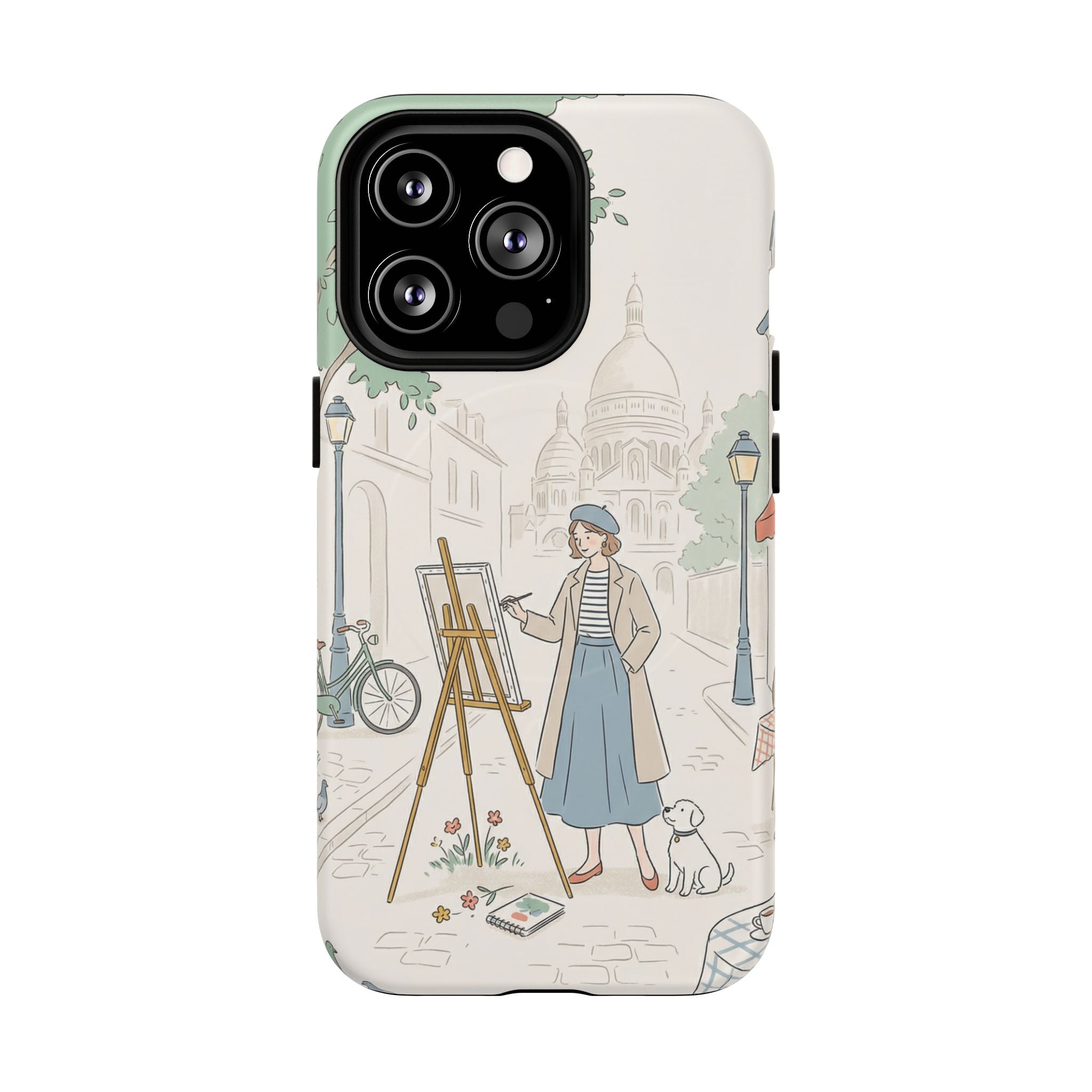Artist in Paris MagSafe iPhone Case | Vintage Painter Street Scene Protective Cover