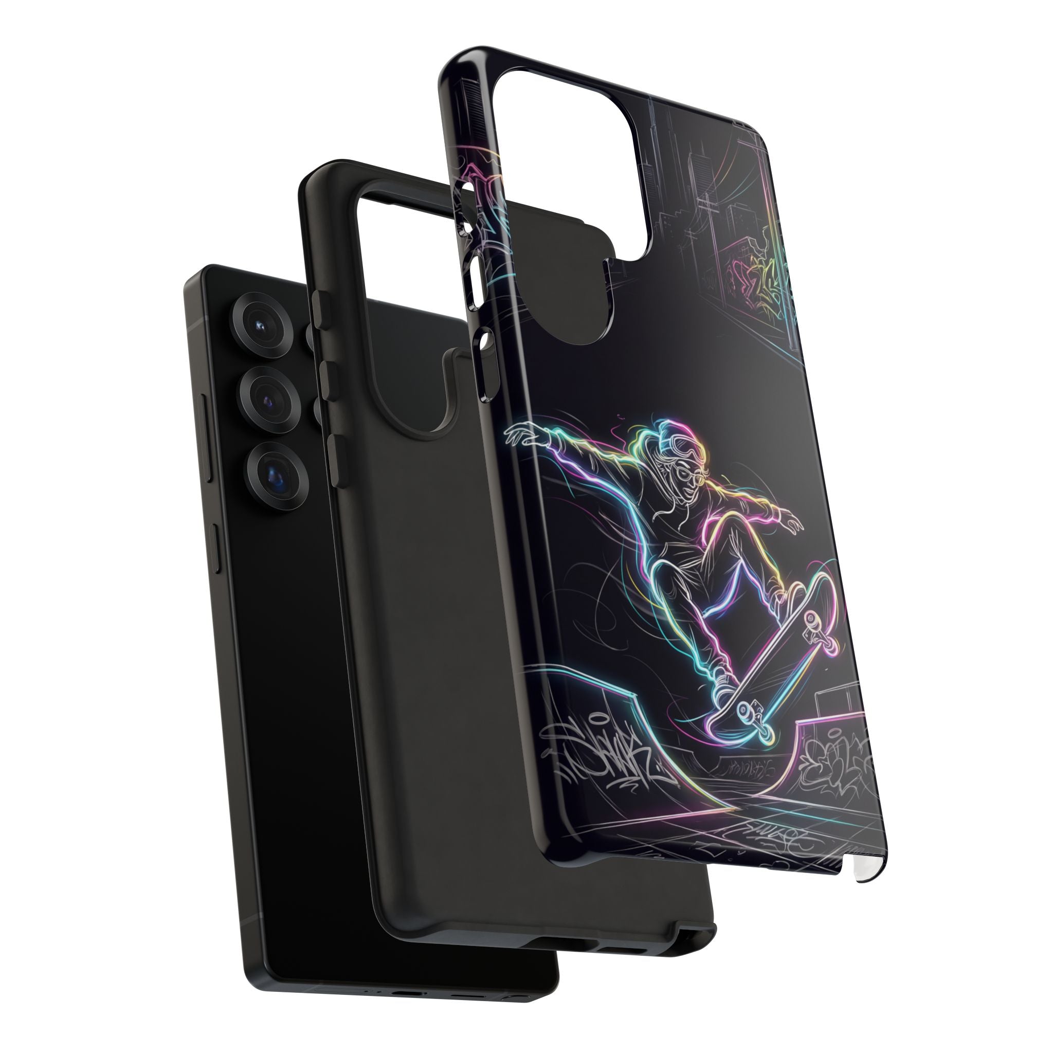 Neon Skateboard Samsung Galaxy Phone Case | Glow Skatepark Protective Cover
