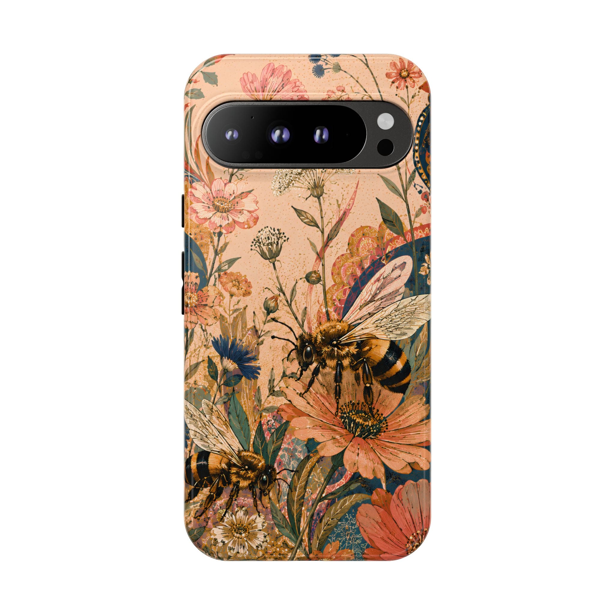 Honeybee Tough Google Pixel Phone Case | Vintage Botanical Flower Cover