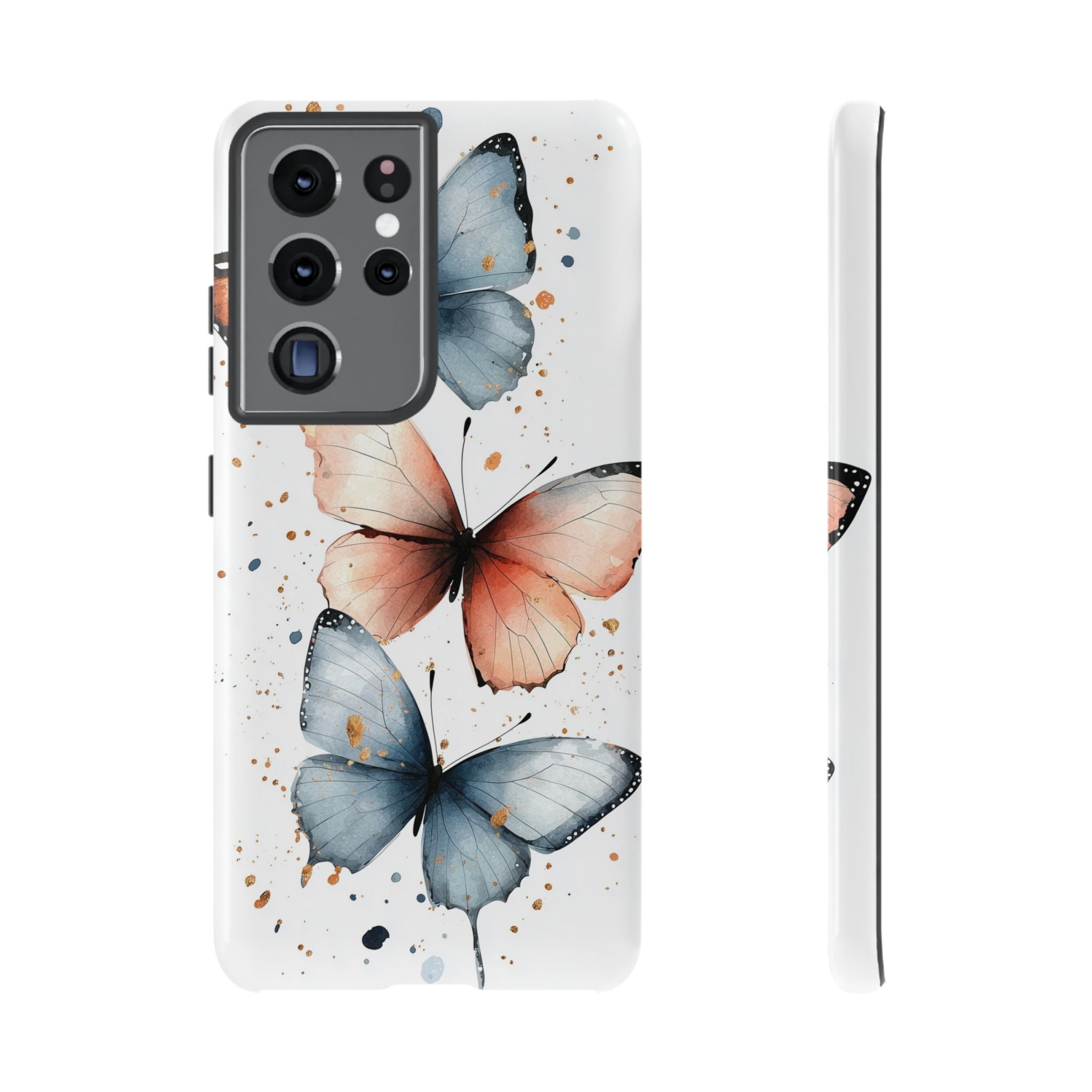Watercolour Blue & Peach Butterfly Tough Samsung Galaxy Case