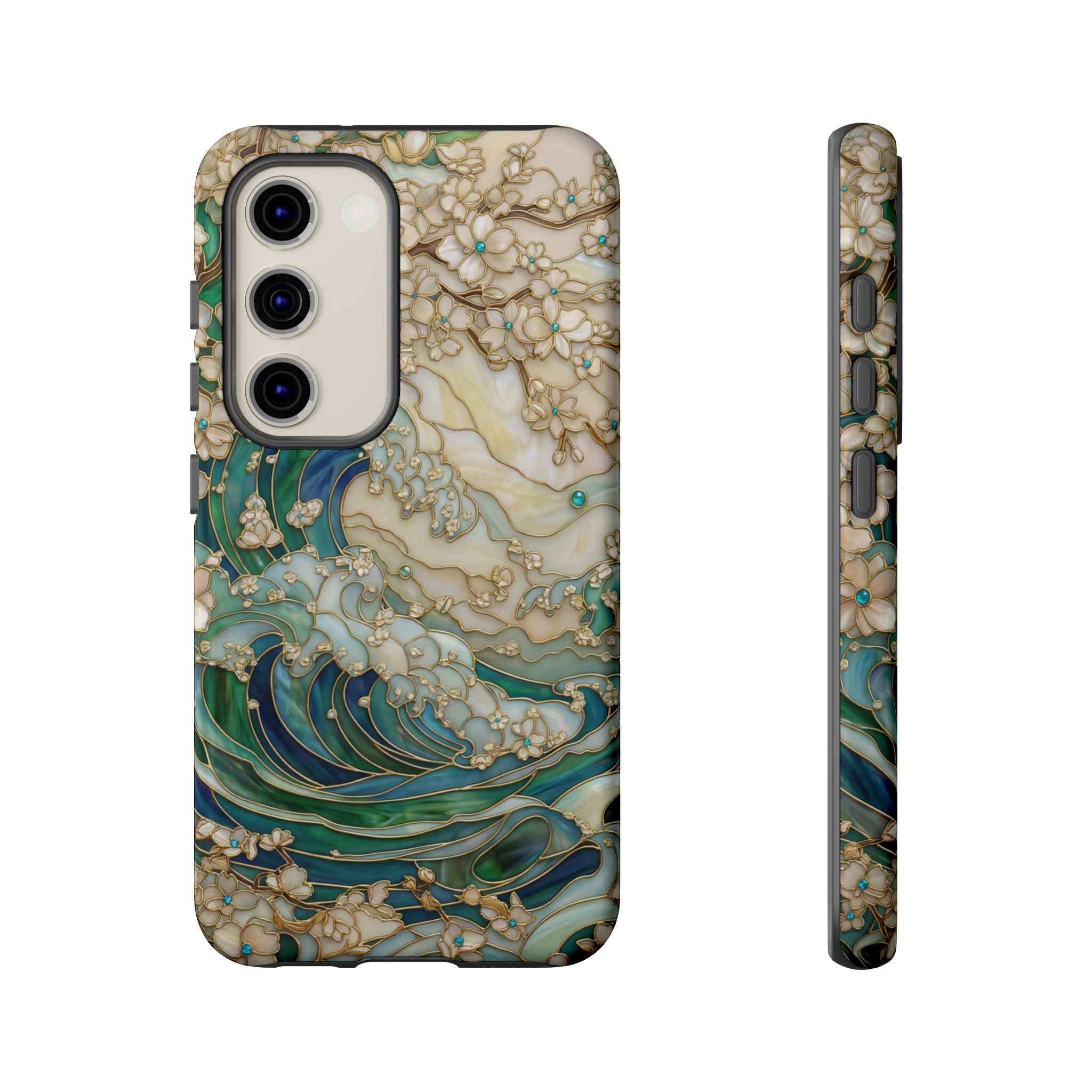 Elegant Ocean Wave Floral Art Samsung Galaxy Case