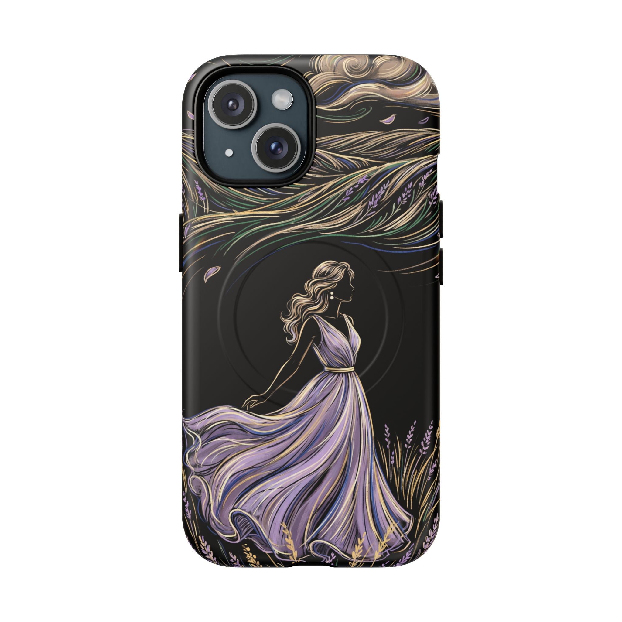 Lavender Breeze MagSafe iPhone Case | Elegant Dancing Woman Floral Protection