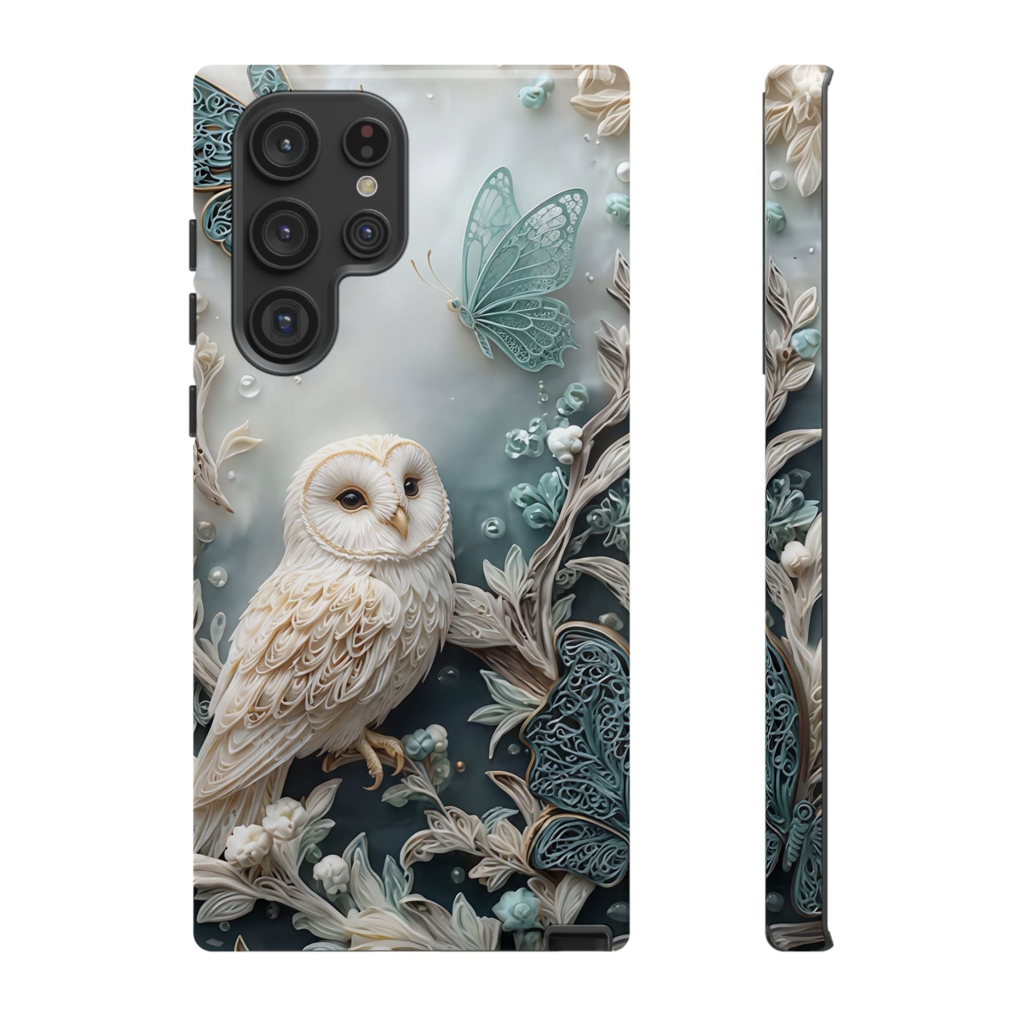 Barn Owl & Butterflies Tough Samsung Galaxy Case
