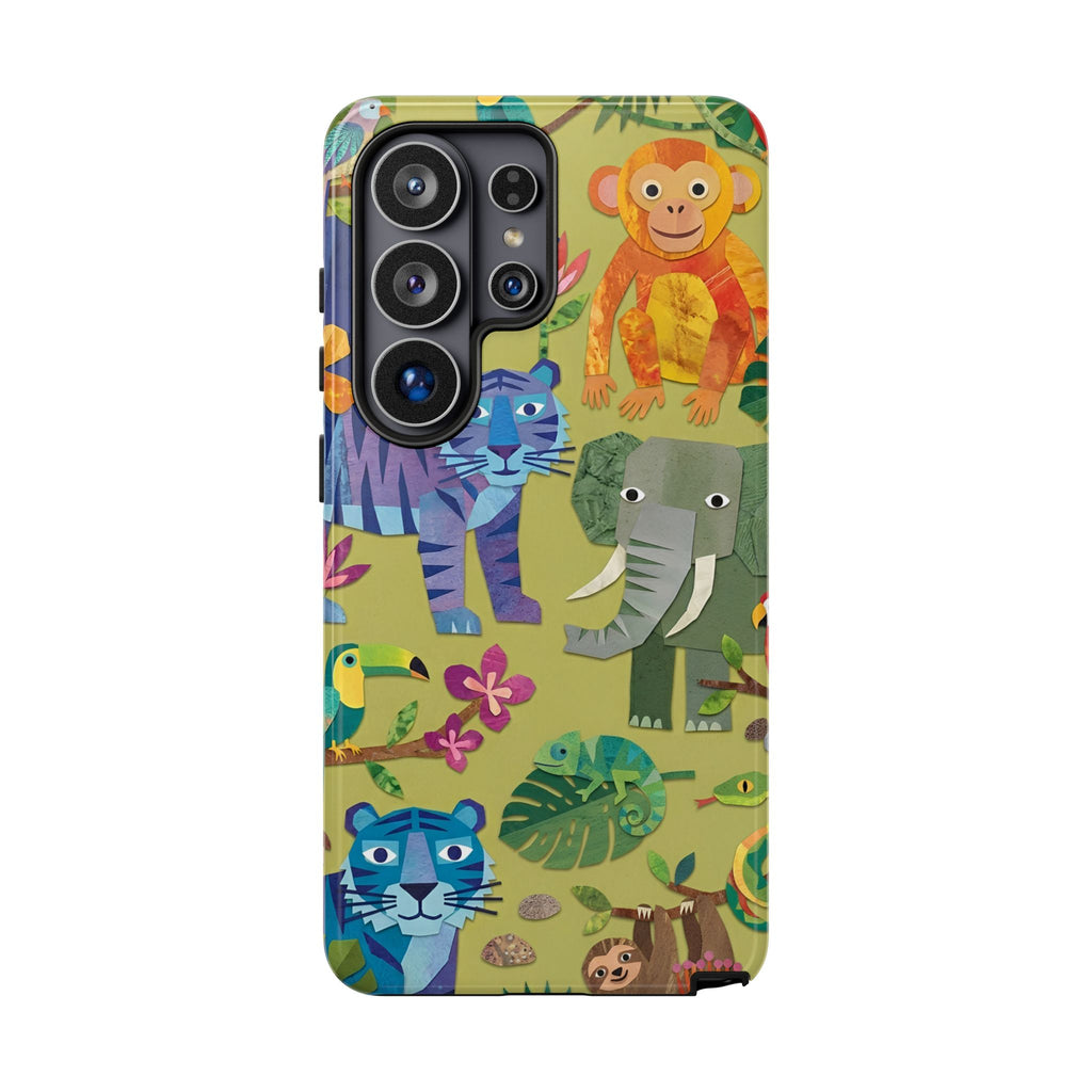 Jungle Animals Tough Samsung Galaxy Phone Case | Colorful Tiger, Elephant & Monkey Protective Cover
