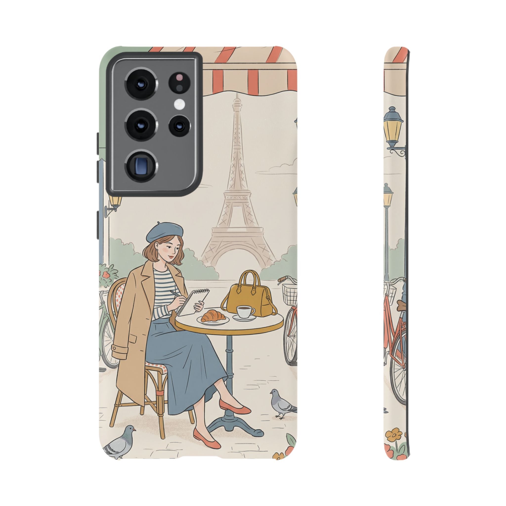 Paris Cafe Samsung Galaxy Phone Case | Cute Vintage Eiffel Tower Travel