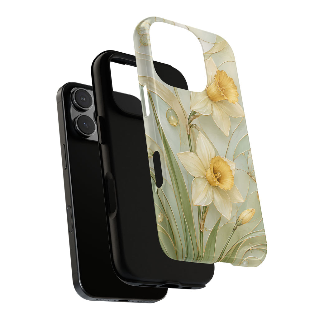 Stained Glass Daffodil iPhone Case | Yellow Floral Phone Cover