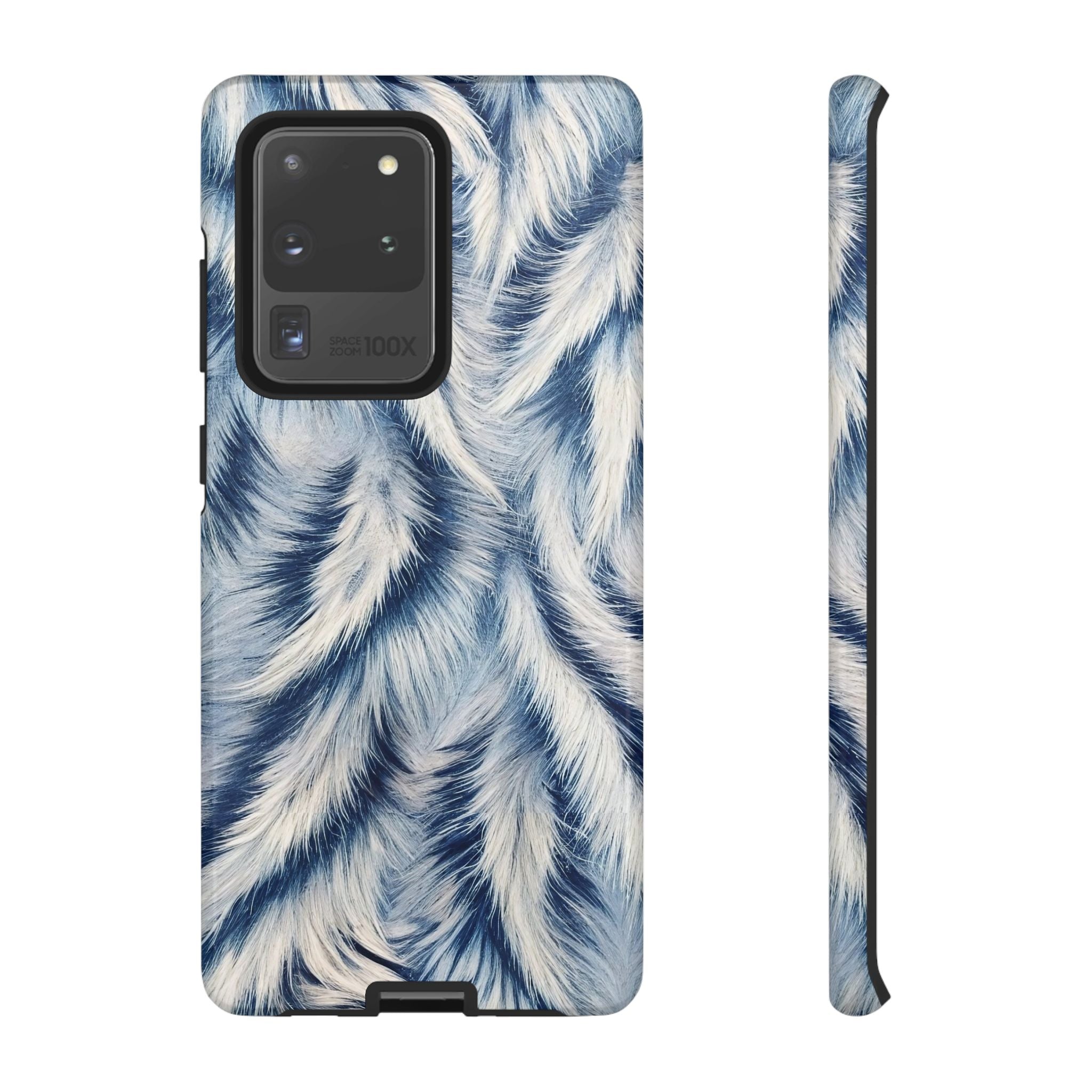 Blue Faux Fur Texture Protective Tough Samsung Galaxy Case