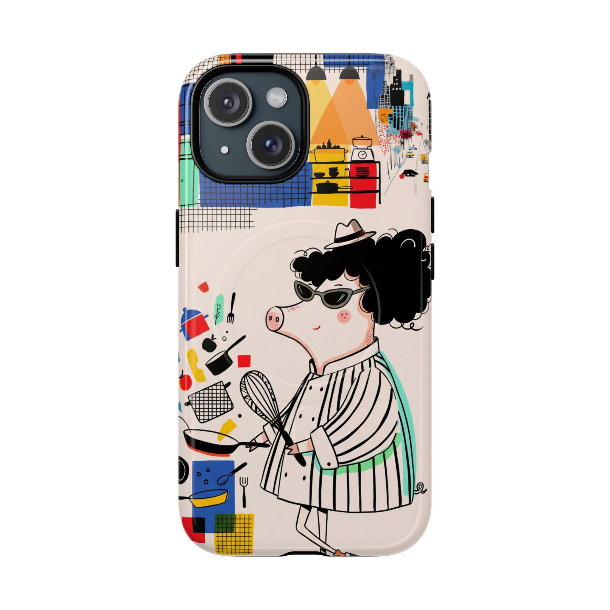 Cute Chef Pig MagSafe iPhone Case | Quirky Cartoon Kitchen Art Tough Case