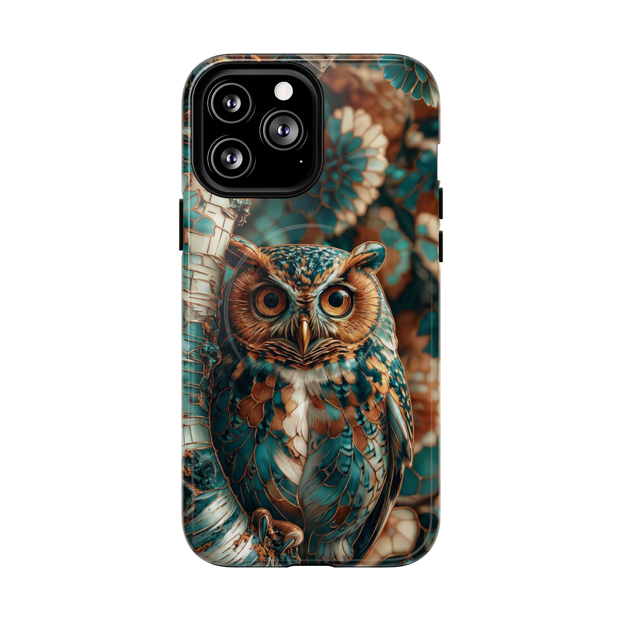 Custodia MagSafe resistente per iPhone con motivo a mosaico gufo