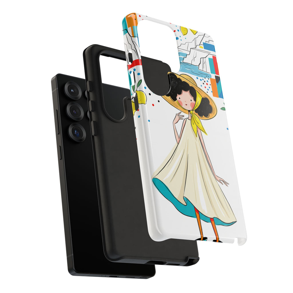 Cute Summer Girl Samsung Galaxy Phone Case | Whimsical Coastal Illustration Protective Case