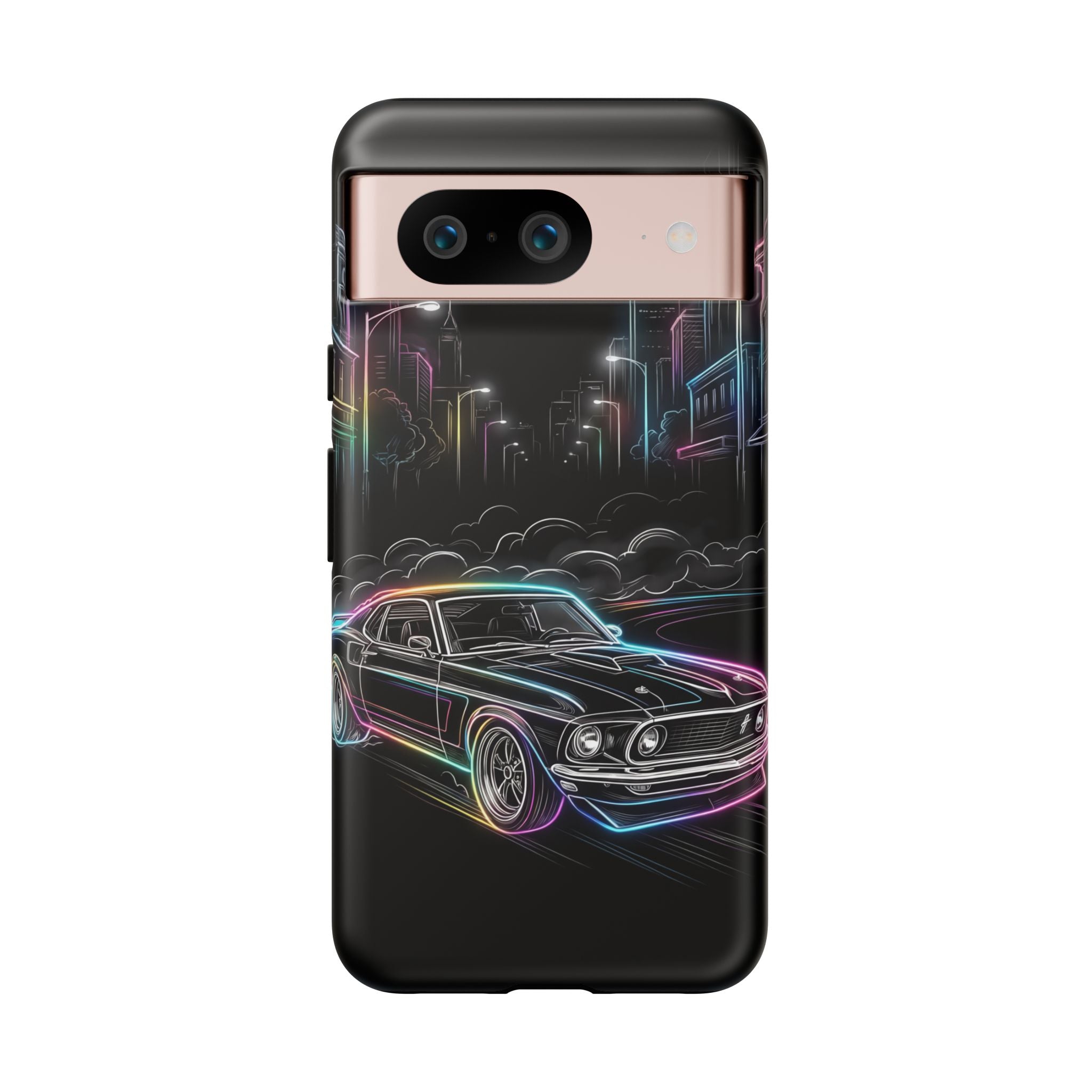 Neon Muscle Car Google Pixel Phone Case | Retro City Nightscape