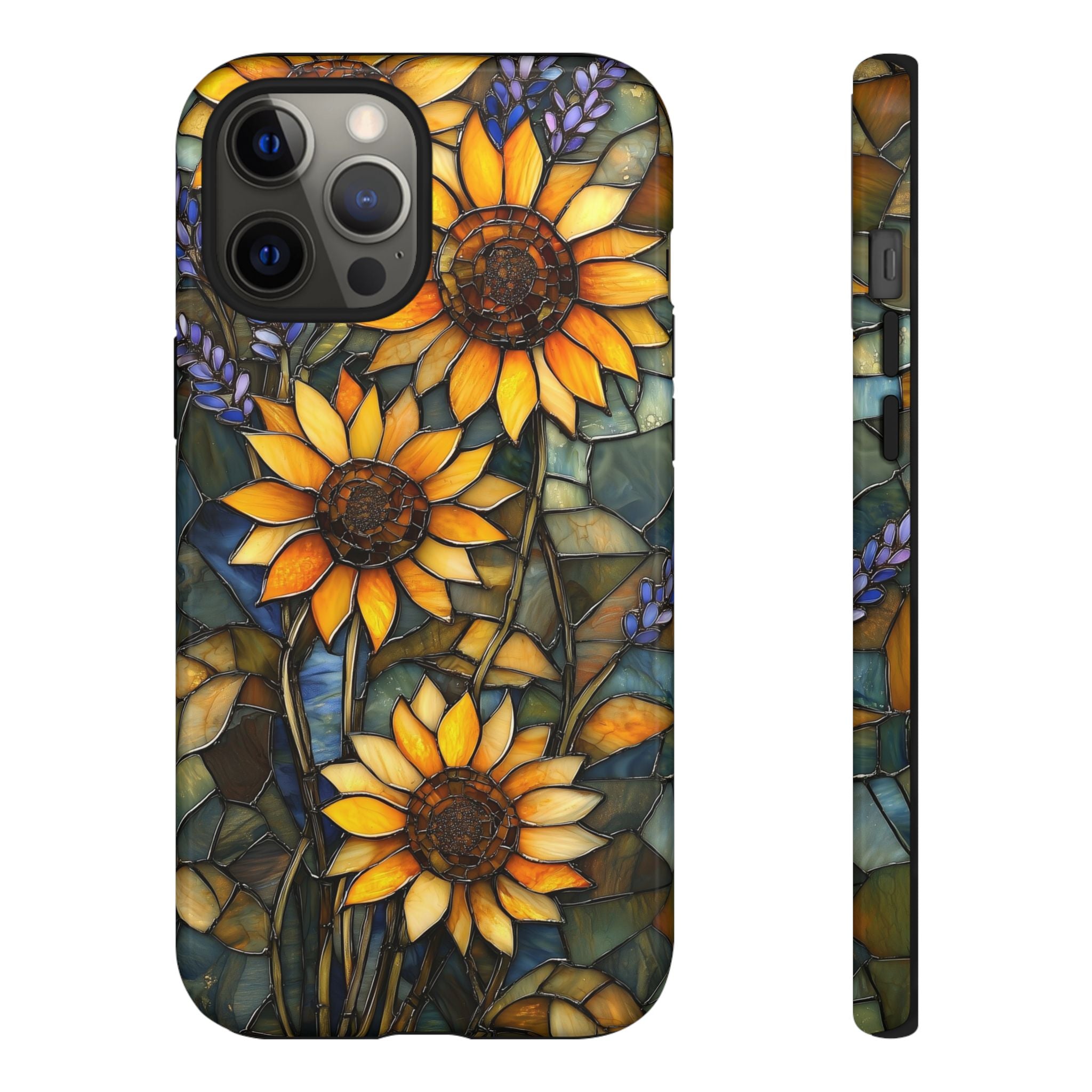 Sunflower Stained Glass Tough iPhone Case | Floral Protective Cover