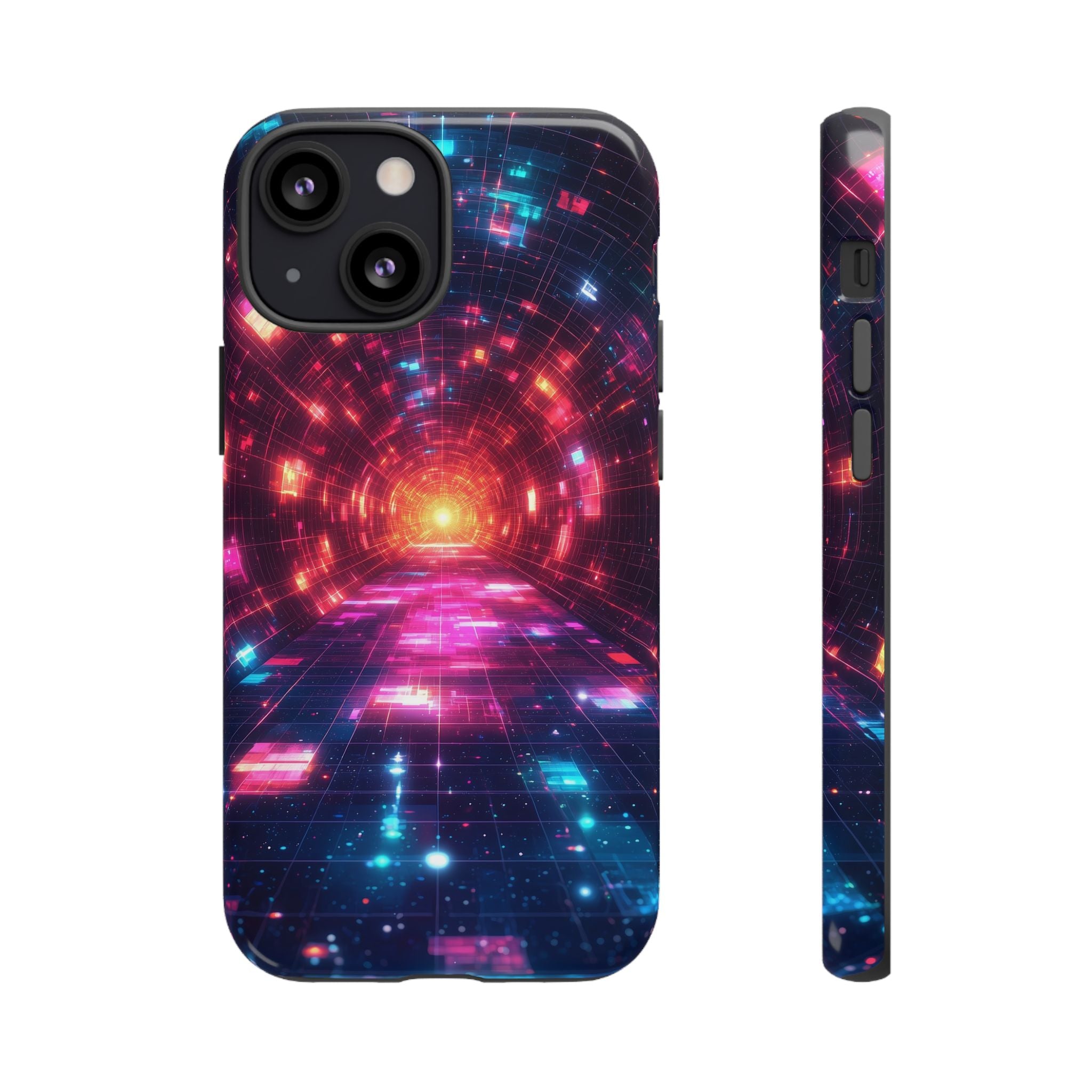 Neon Tunnel Tough iPhone Case — Retro Futuristic Galaxy Design