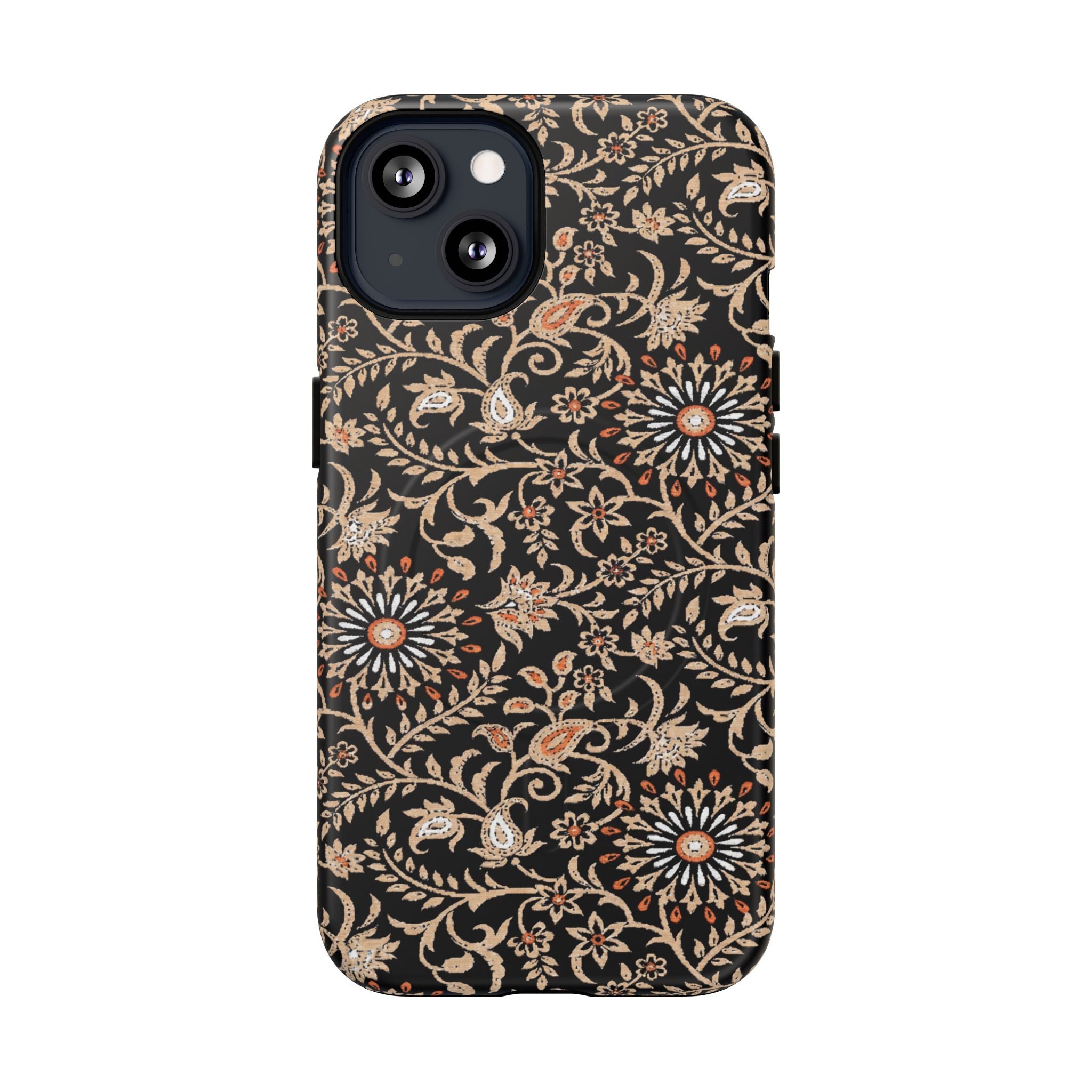 Batik Floral Black Ornate Daisies MagSage Tough iPhone Case