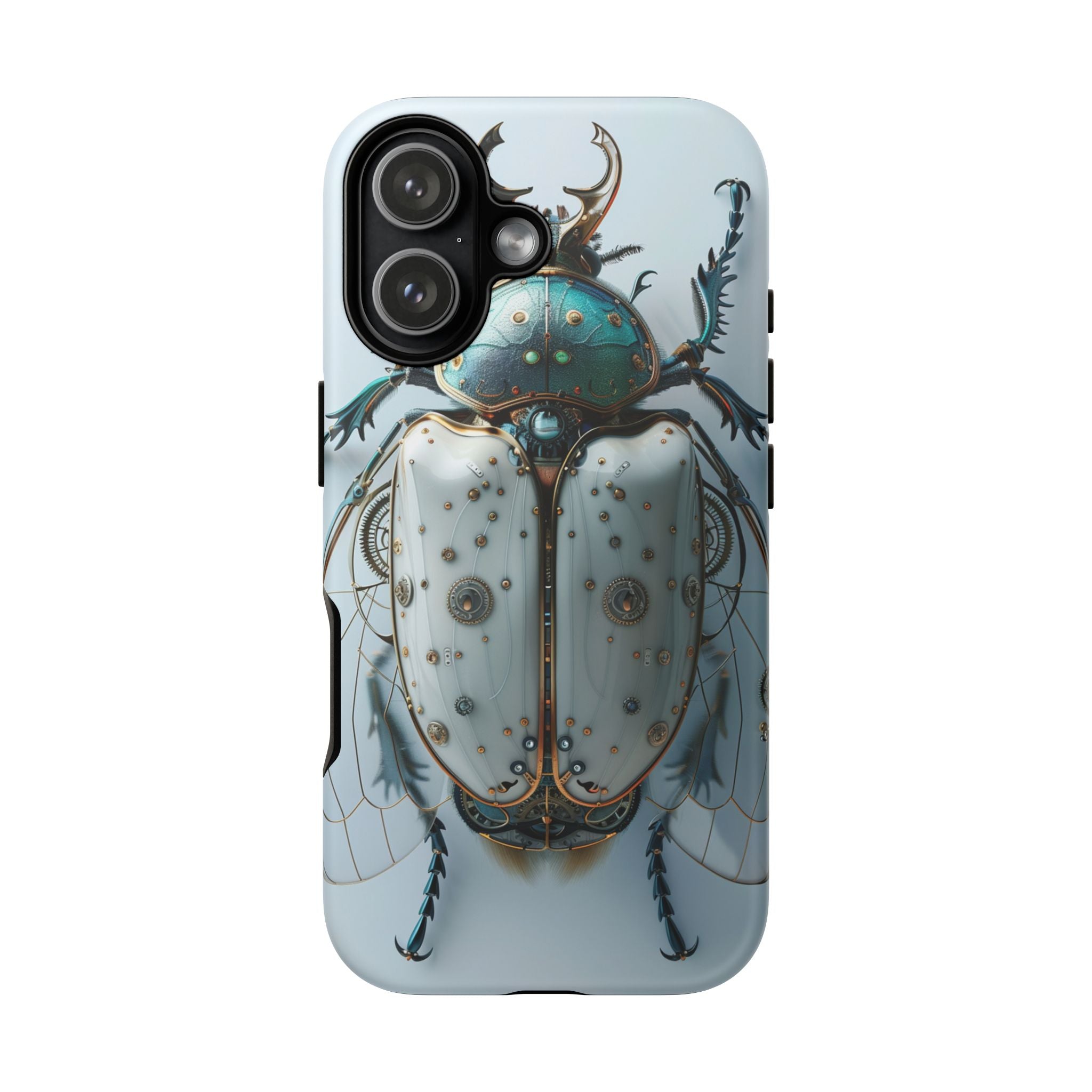 Steampunk White Beetle Protective Tough iPhone Case