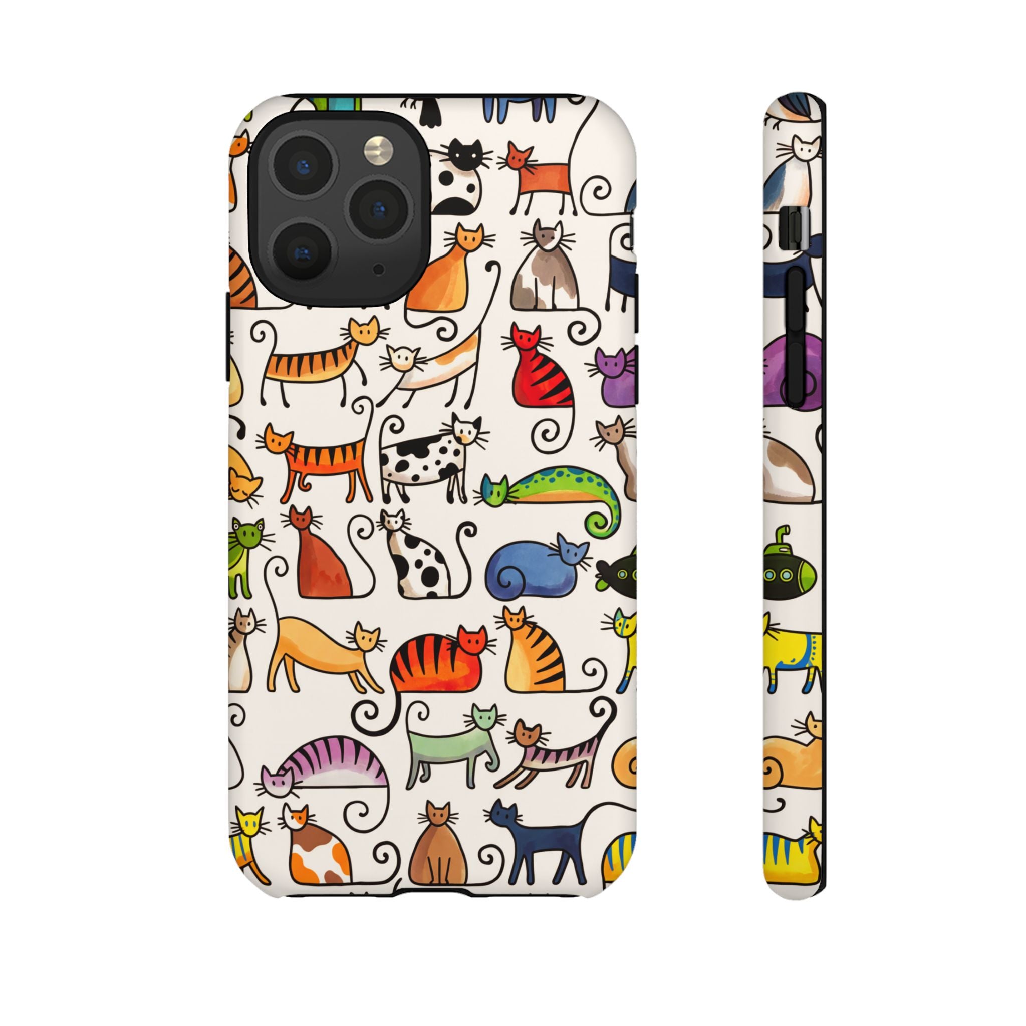 Cat Pattern Tough iPhone Case | Colourful Cartoon Cats