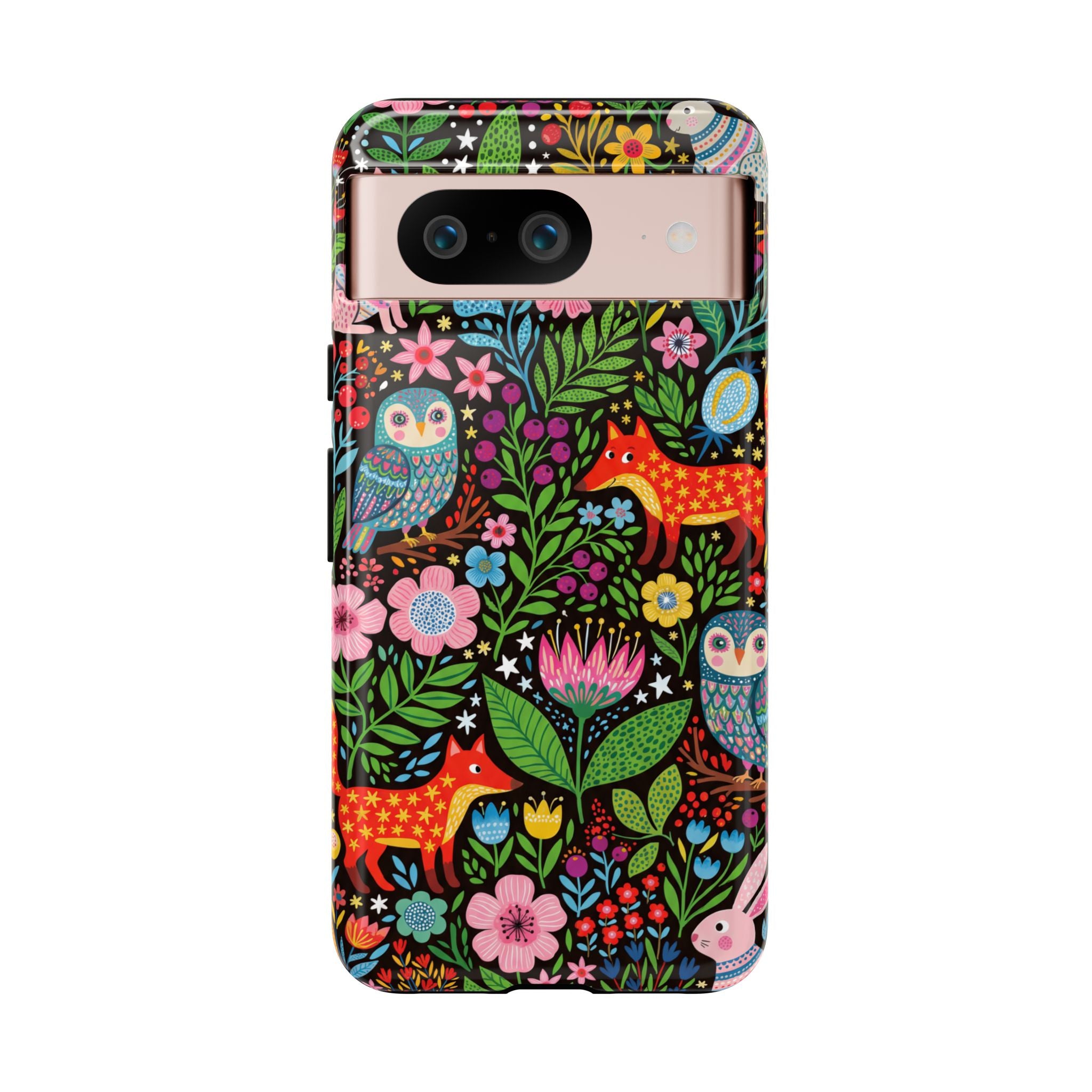 Floral Woodland Google Pixel Phone Case | Colourful Fox & Owl Protective Cover