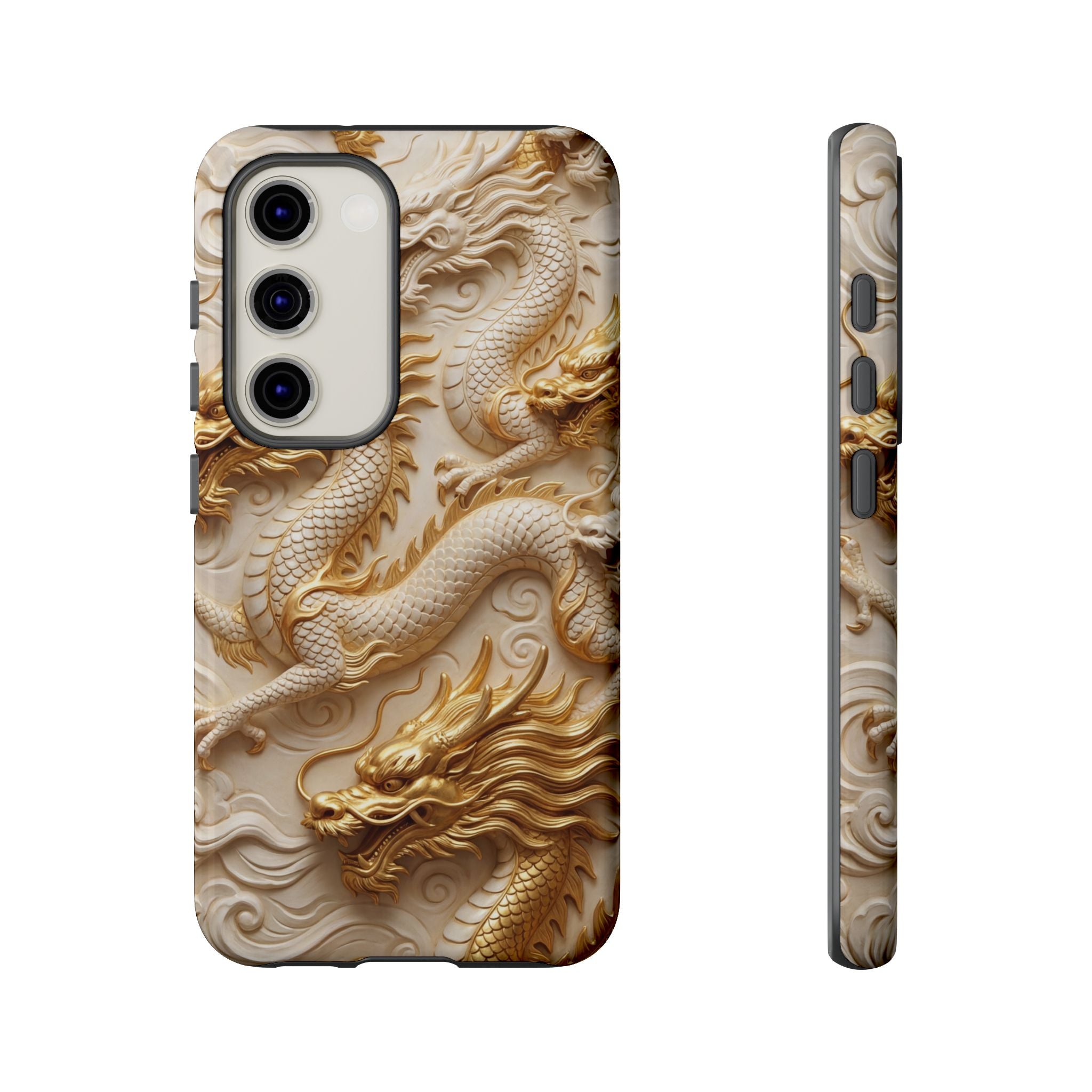 Dragon Relief Samsung Galaxy Case — Gold Carved Dragon Protective Cover