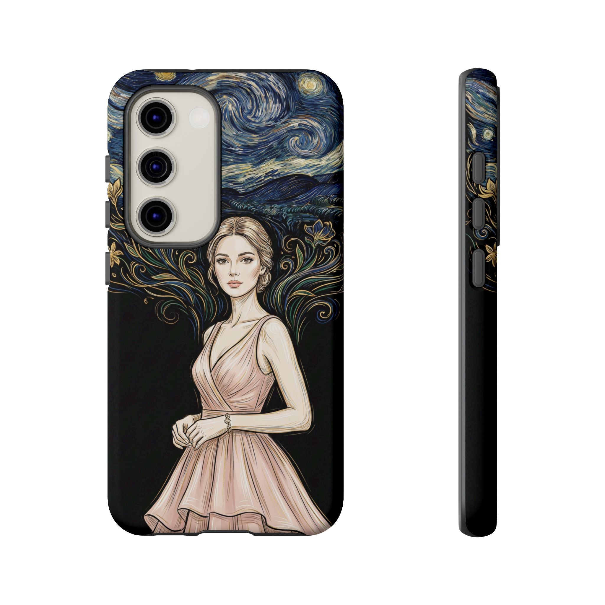 Art Nouveau Starry Night Samsung Galaxy Phone Case | Elegant Woman Illustration Tough Case