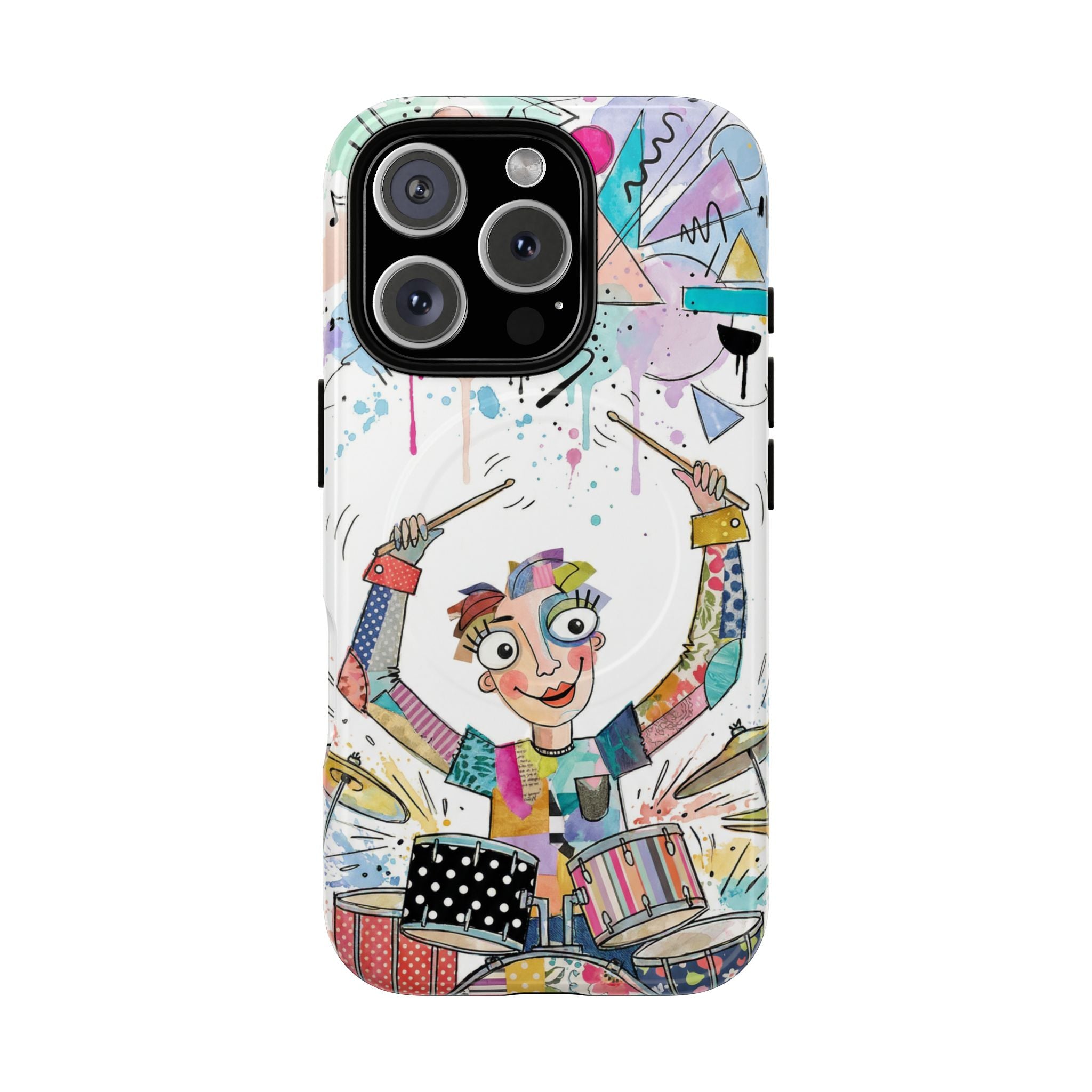 Drummer Boy MagSafe iPhone Case | Colorful Cartoon Drum Kit Protective Cover