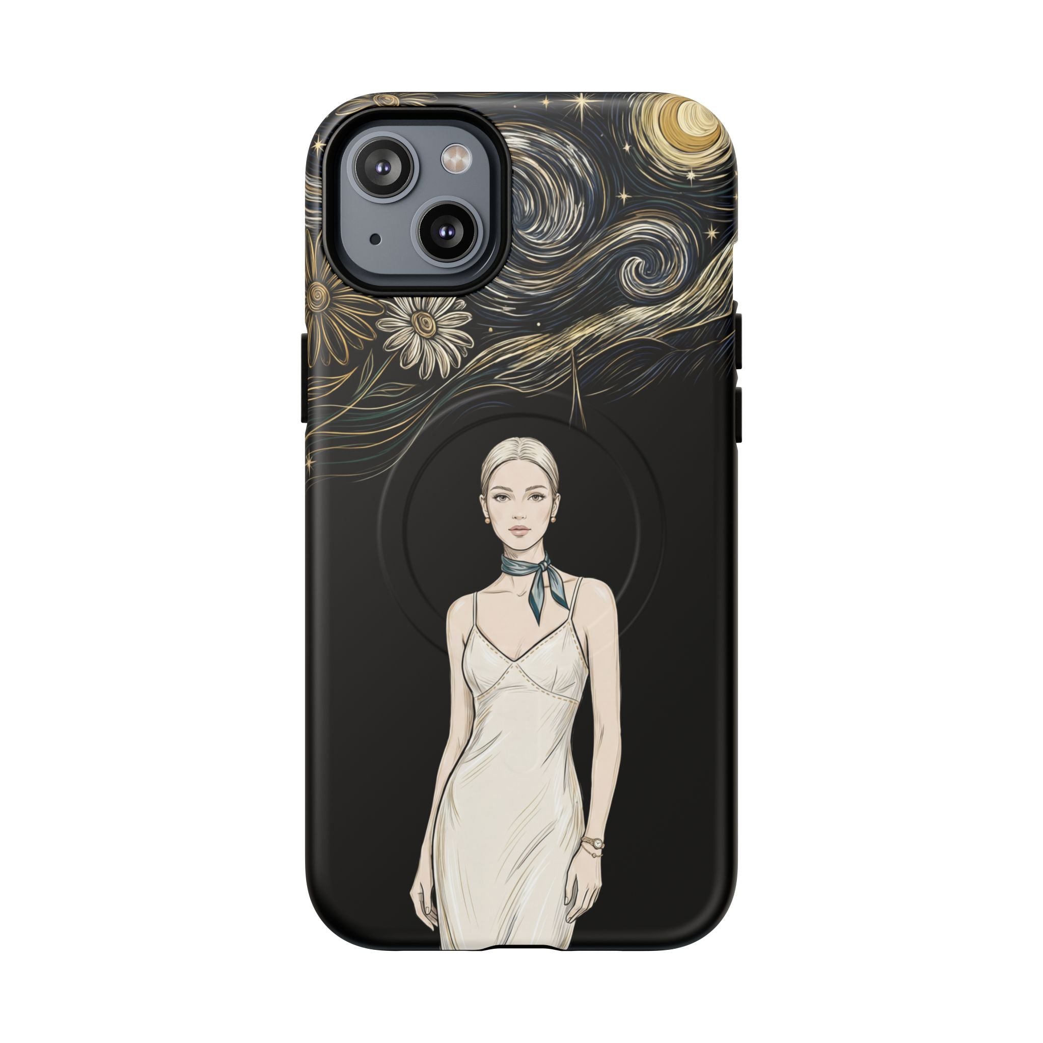 Starry Night Fashion MagSafe iPhone Case | Elegant Woman Illustration