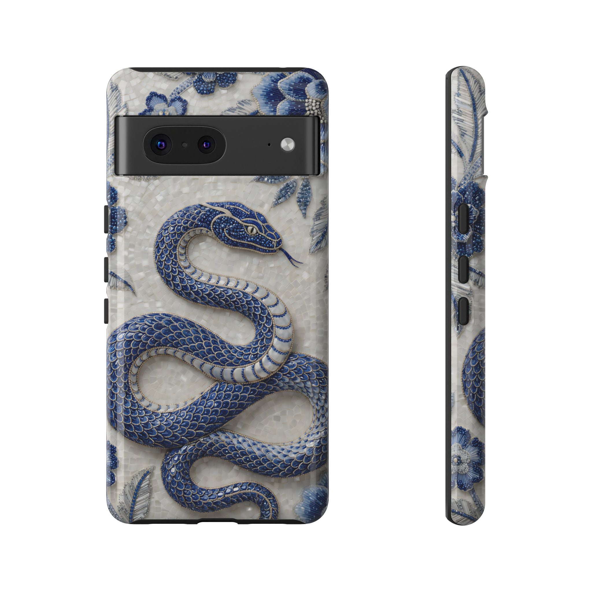 Asian Zodiac Snake Google Pixel Phone Case | Blue & White Porcelain Slim Shockproof Case | Year of the Snake