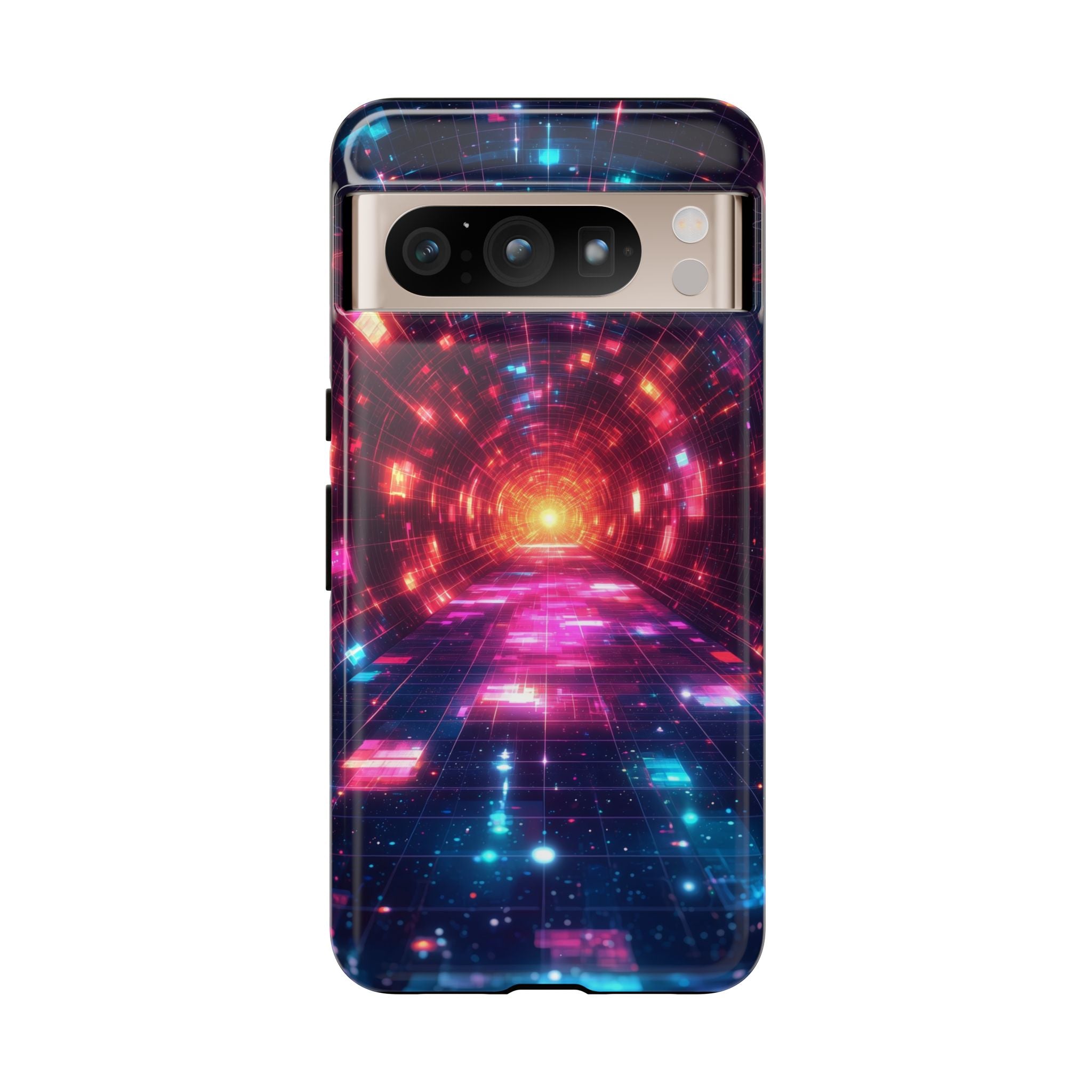 Neon Tunnel Tough Google Pixel Case — Retro Futuristic Galaxy Design