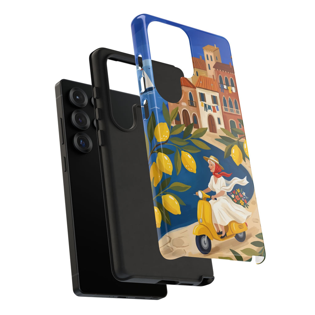 Lemon Coast Scooter Samsung Galaxy Phone Case | Mediterranean Vespa Travel Designn