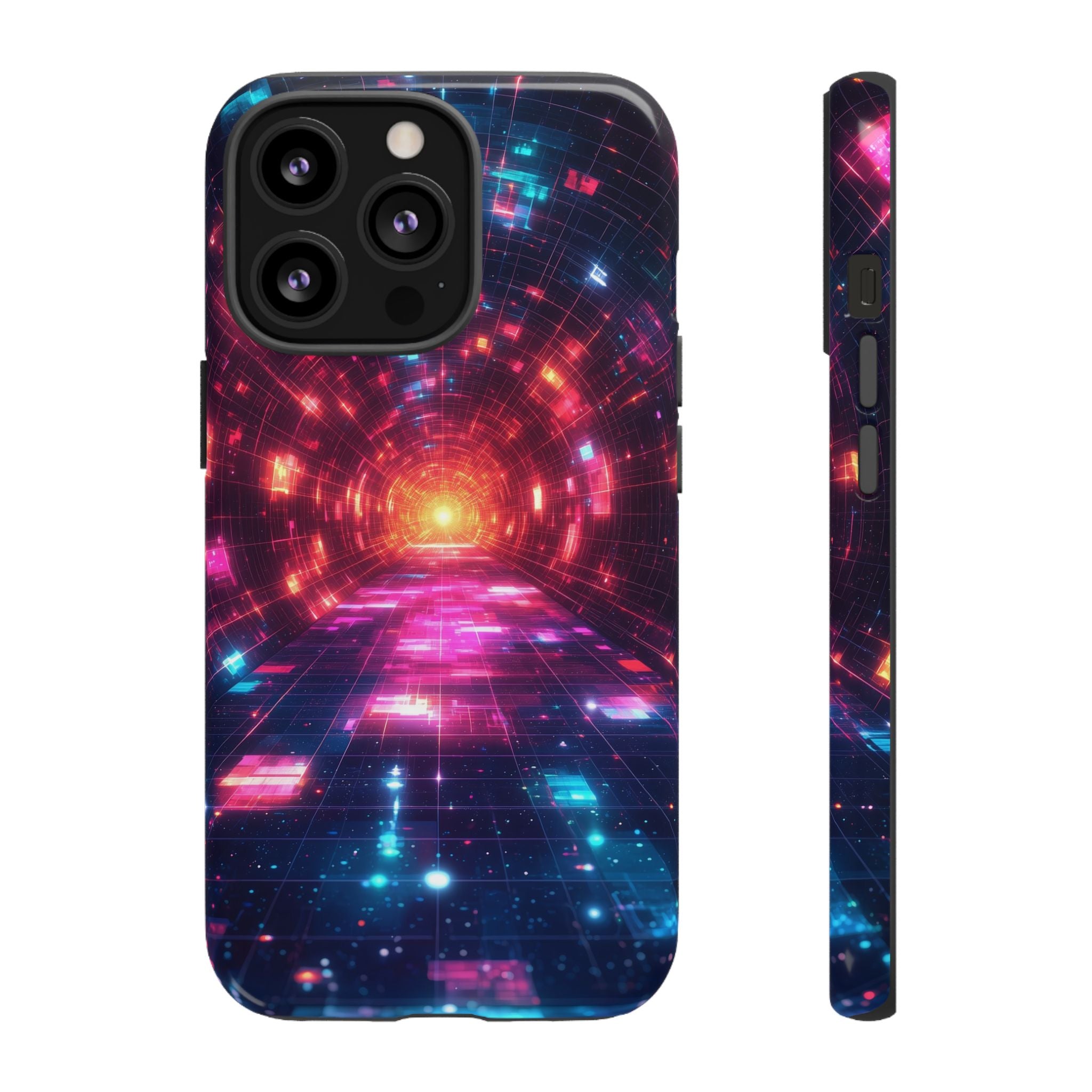 Neon Tunnel Tough iPhone Case — Retro Futuristic Galaxy Design