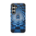 Blue Checkered Tunnel Samsung Galaxy Case — 3D Optical Illusion Tough Case