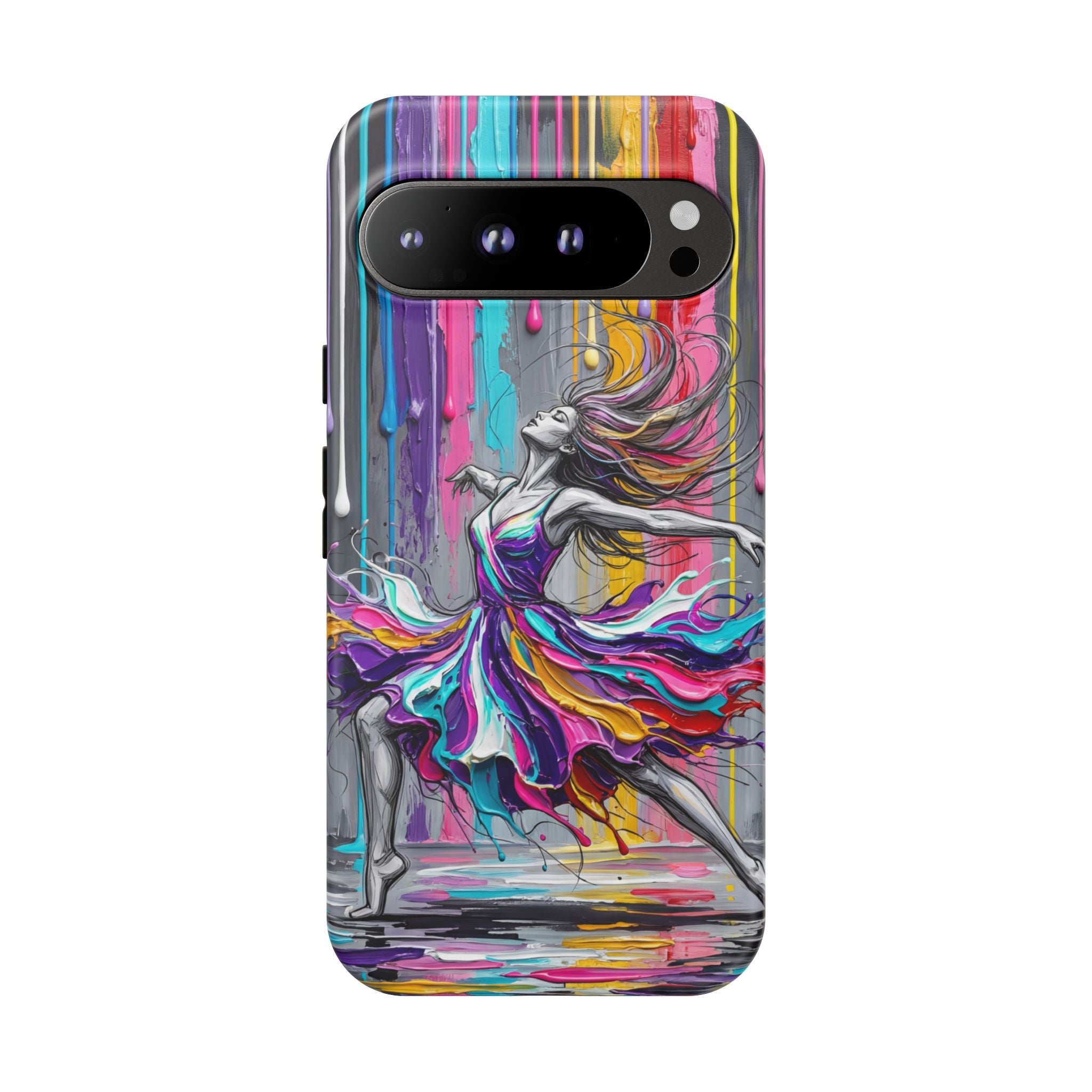 Colorful Dancer Tough Google Pixel Phone Case | Vibrant Drip Art Protective Cover