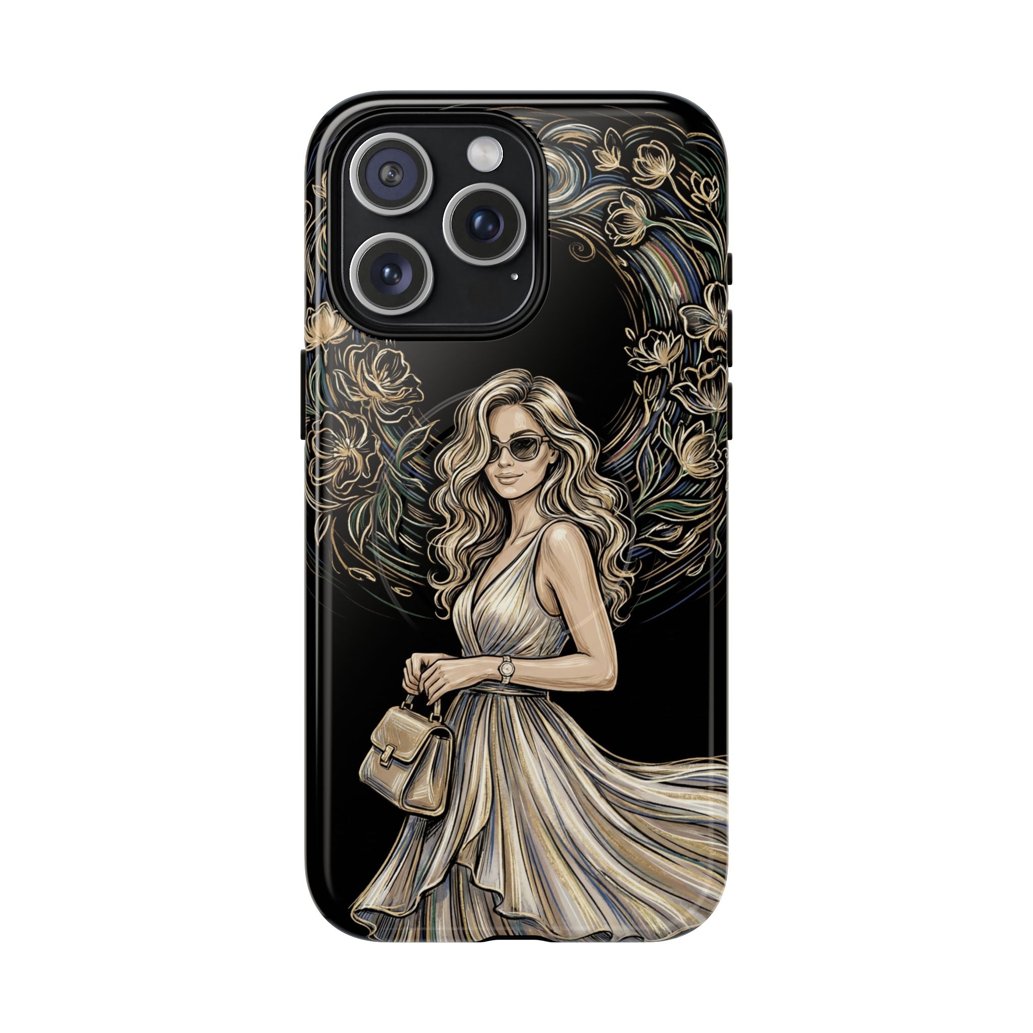Stylish Woman Floral Wreath Tough MagSafe iPhone Case