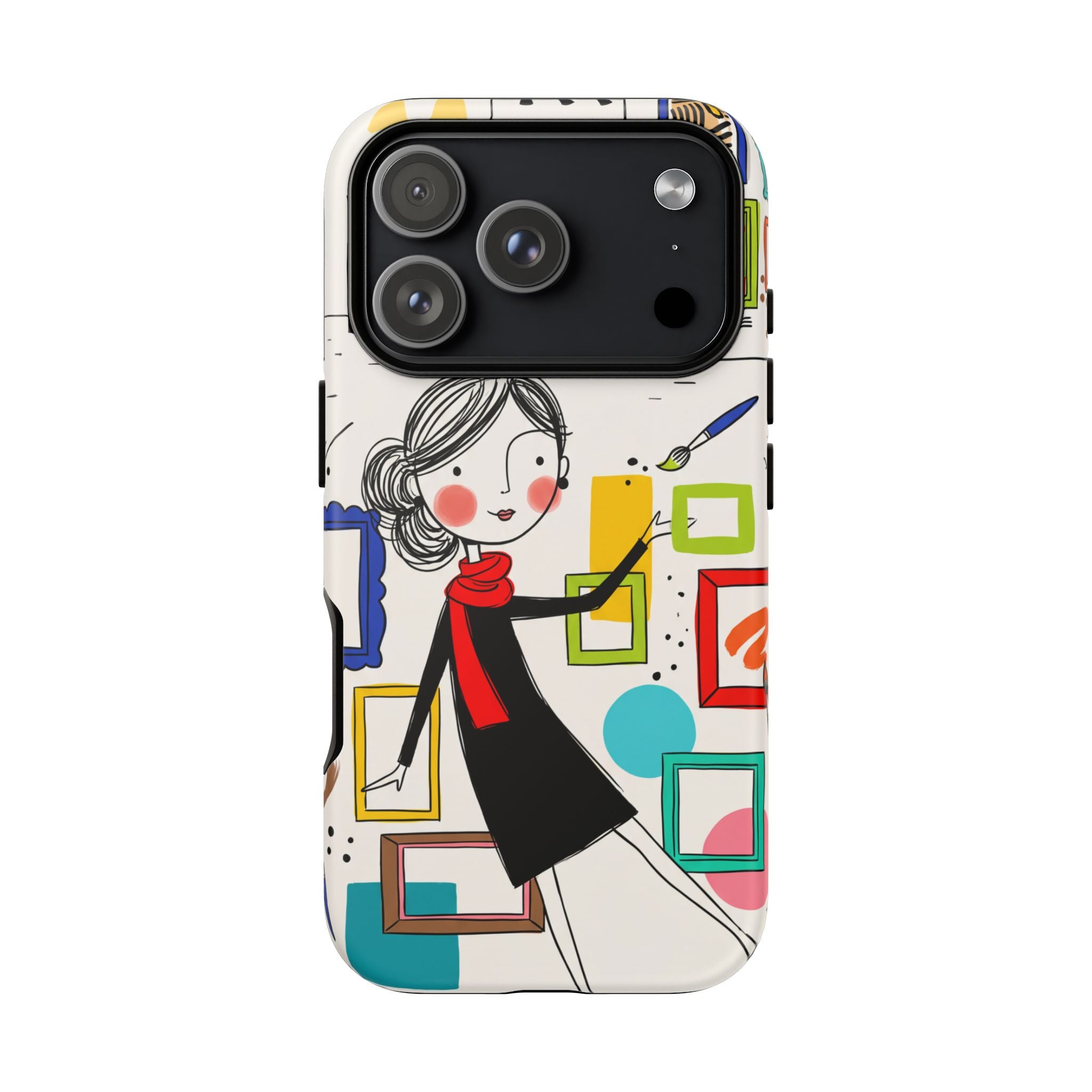 Art Gallery Illustration iPhone Case | Cute Woman with Frames Design
