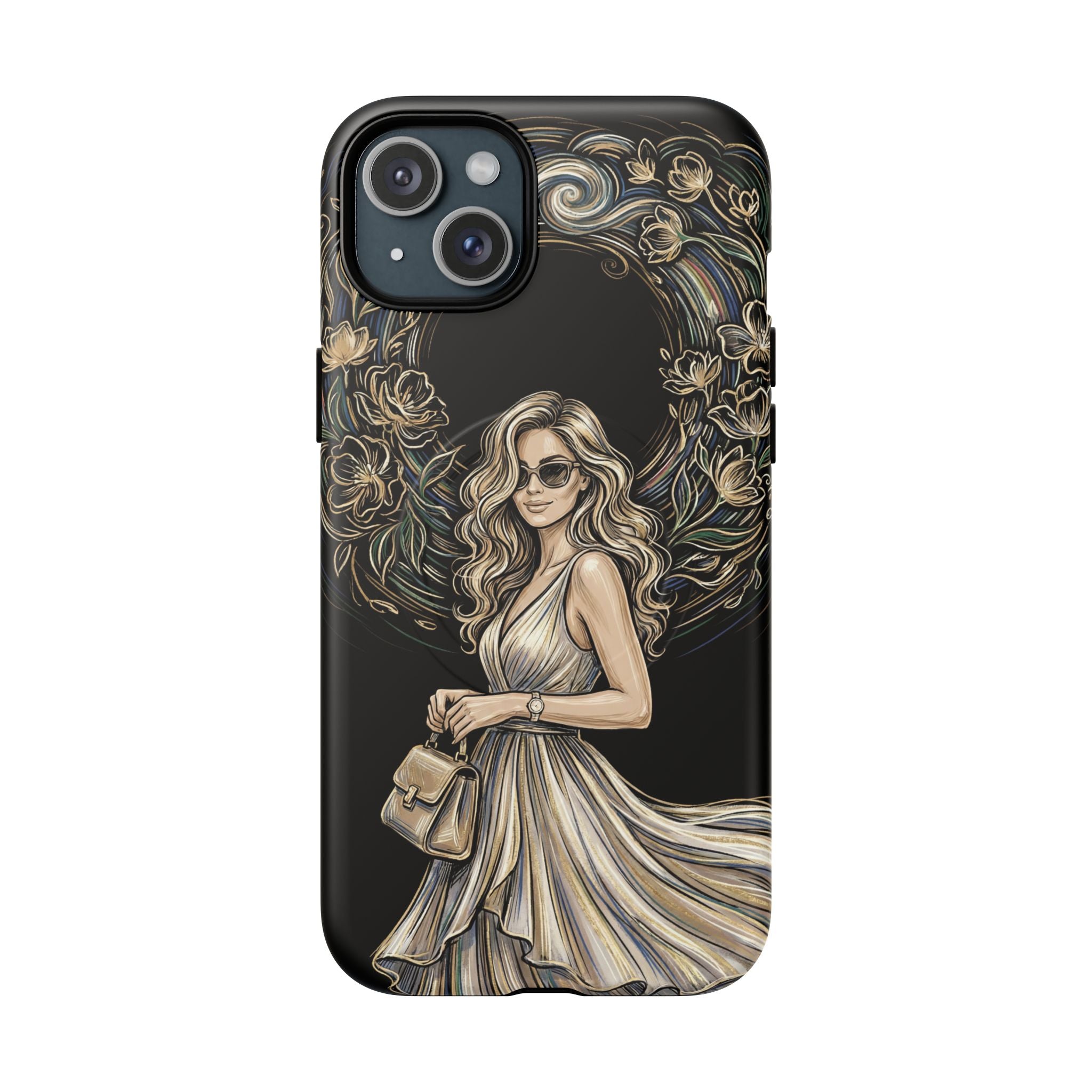 Stylish Woman Floral Wreath Tough MagSafe iPhone Case