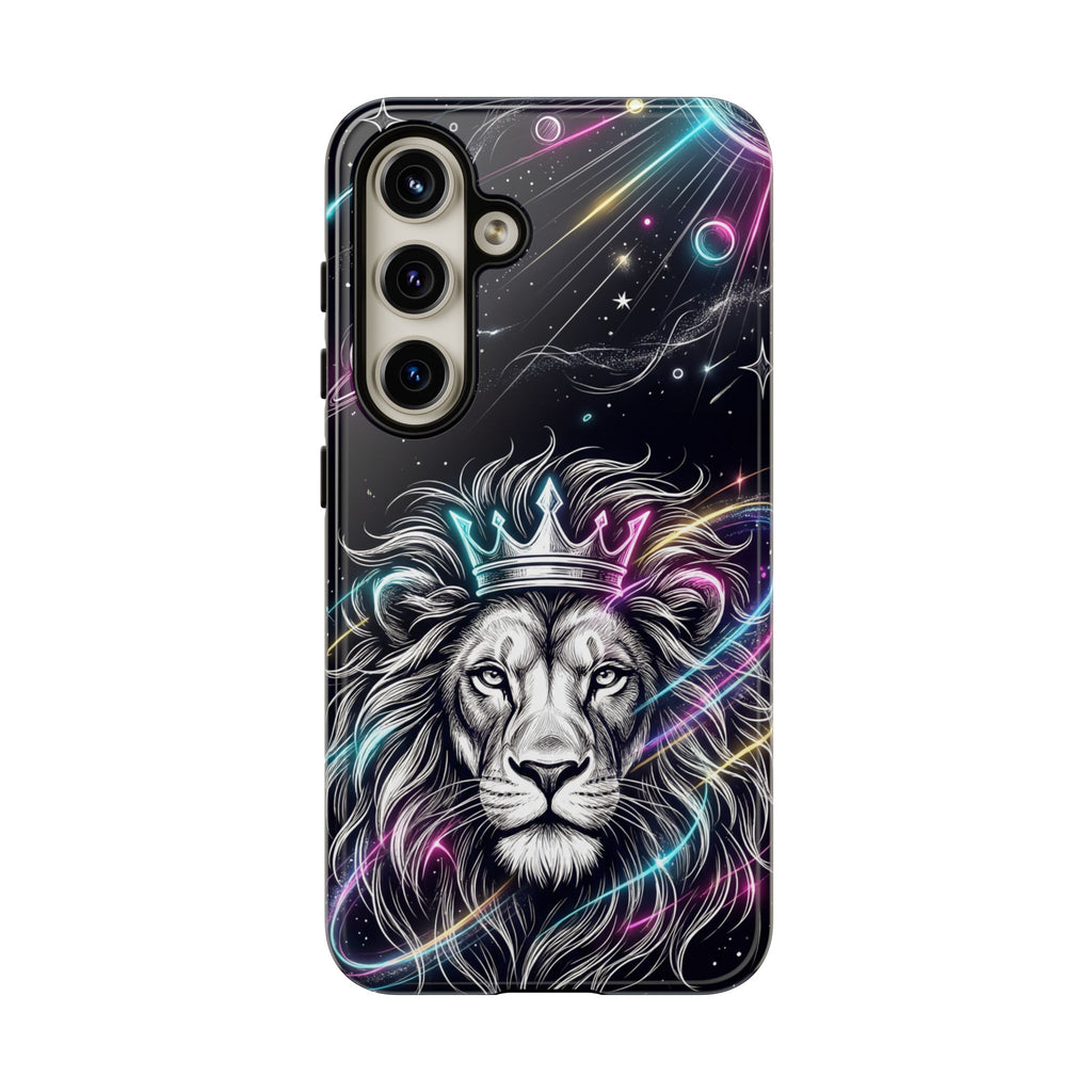 Galaxy Lion Samsung Galaxy Phone Case | Neon Crowned Lion Protective Case
