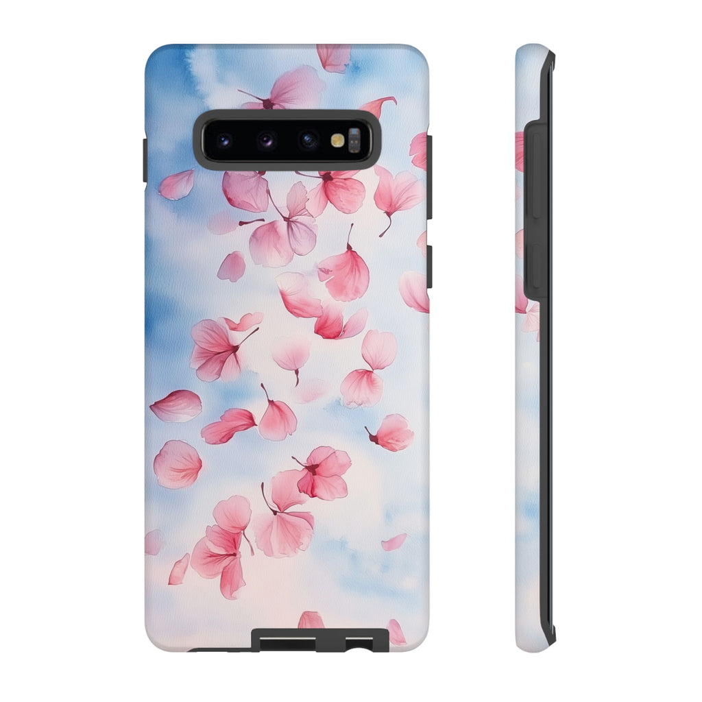 Floral Petal Tough Samsung Galaxy Case | Pink Falling Blossoms